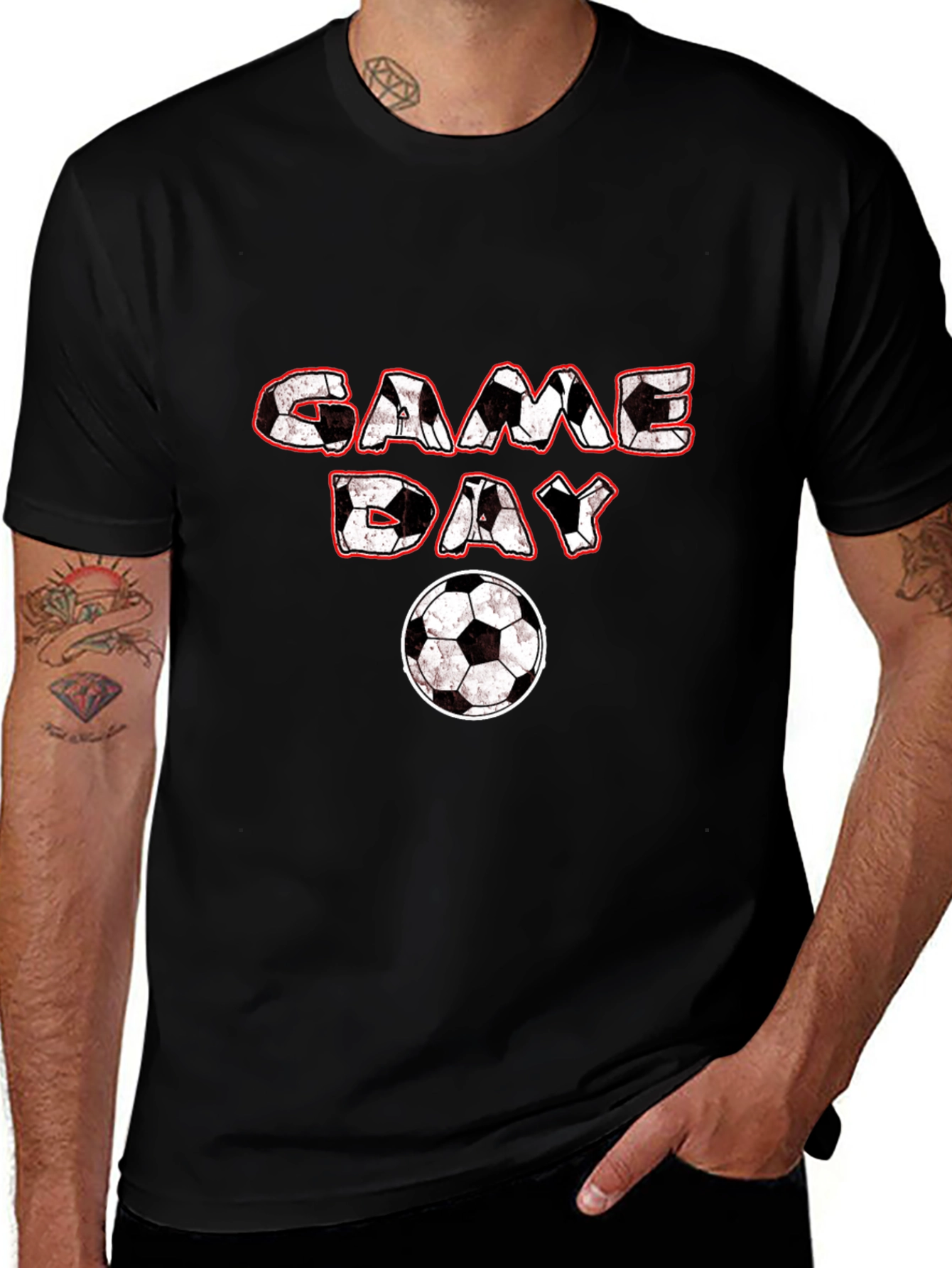 Game Day Soccer Graphic Tee - Black Cotton T-Shirt