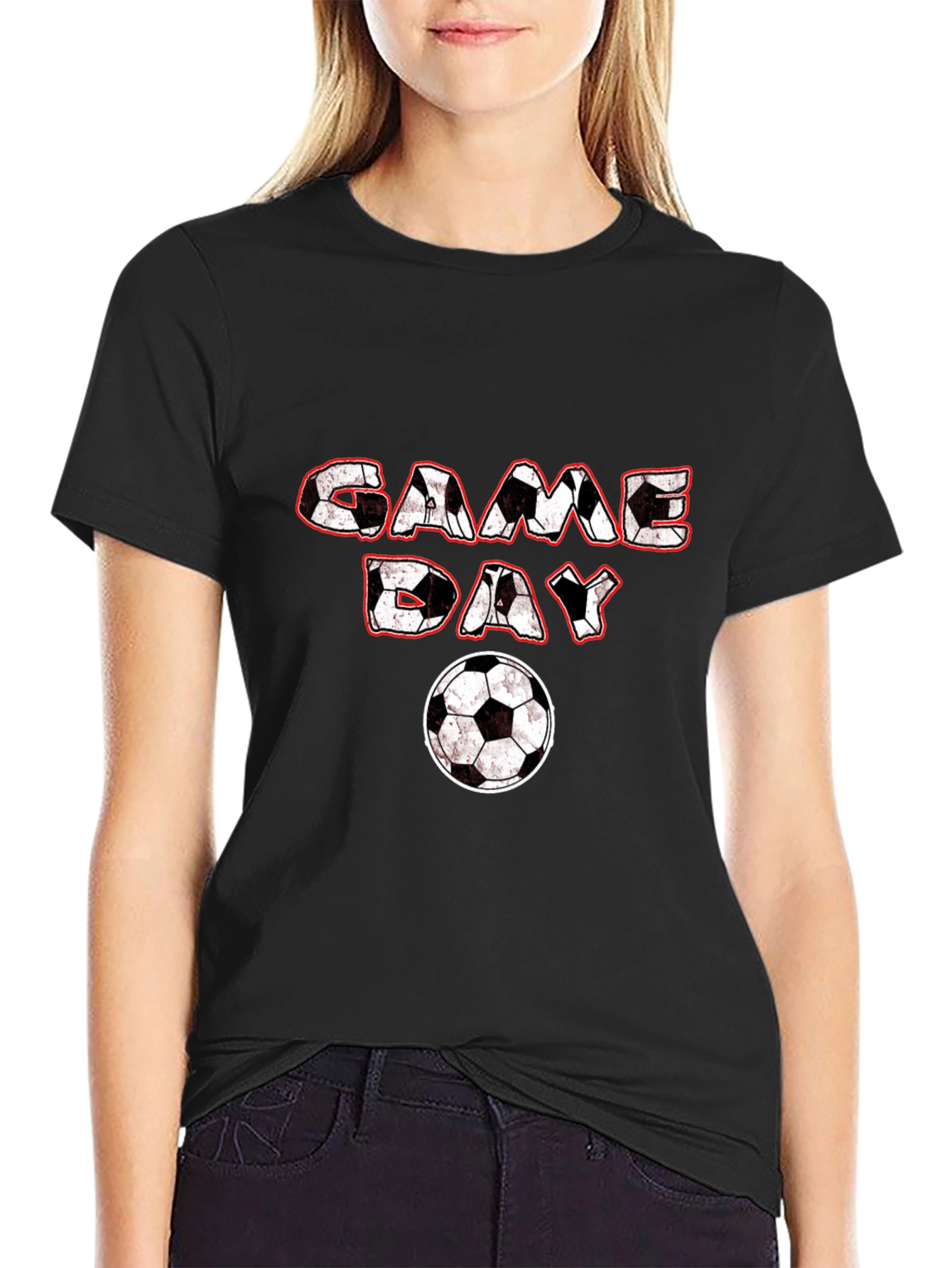 Game Day Soccer Graphic Tee - Black Cotton T-Shirt