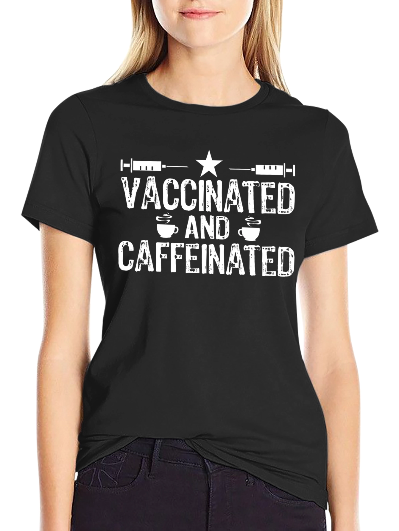 Vaccinated & Caffeinated Graphic T-Shirt