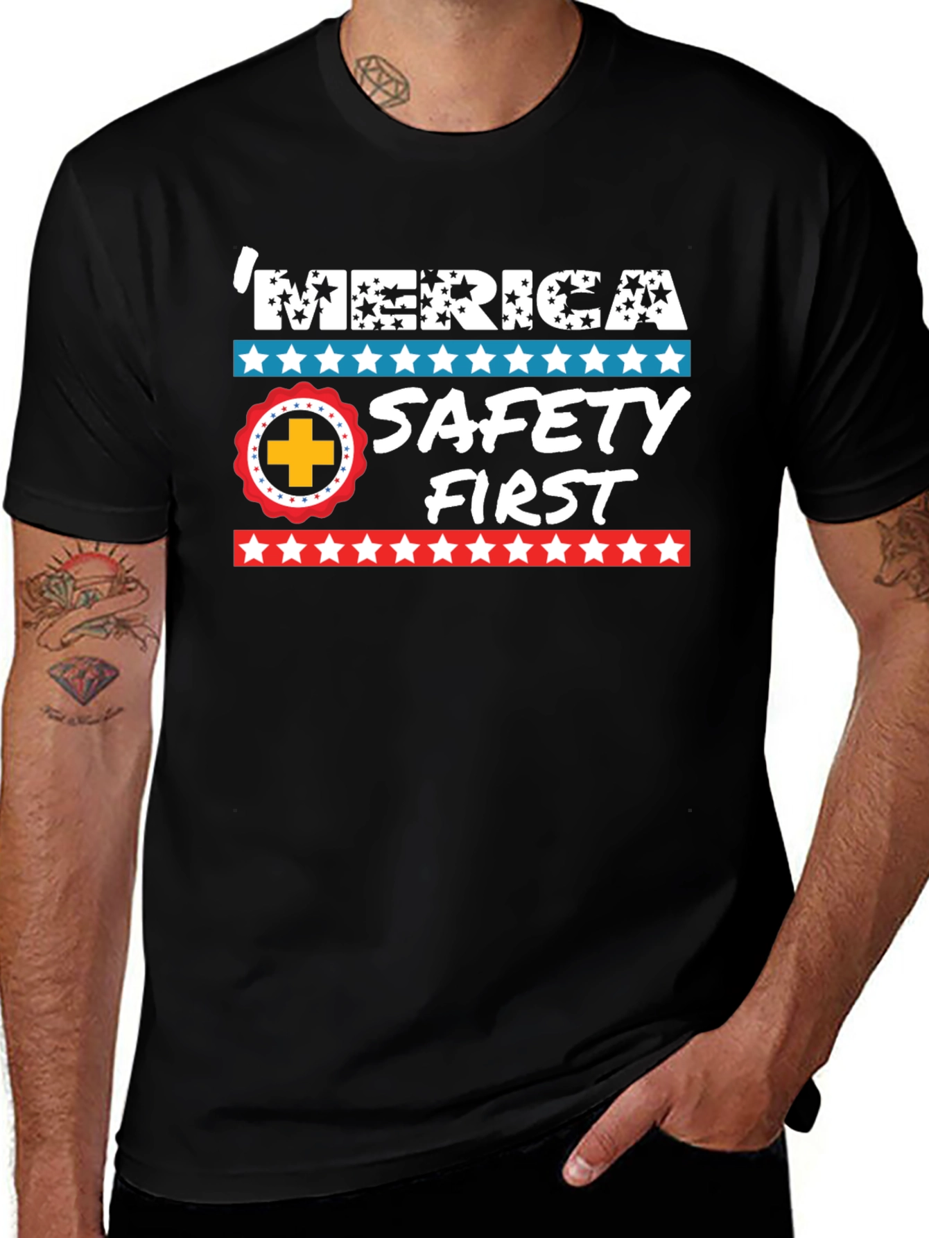 Patriotic Safety First Graphic T-Shirt