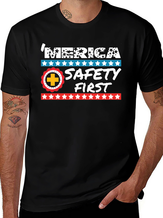 Patriotic Safety First Graphic T-Shirt