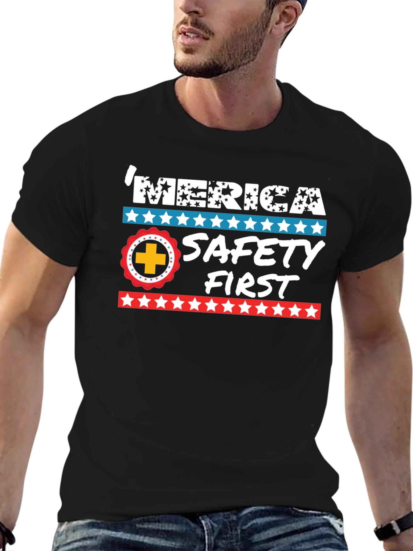 Patriotic Safety First Graphic T-Shirt