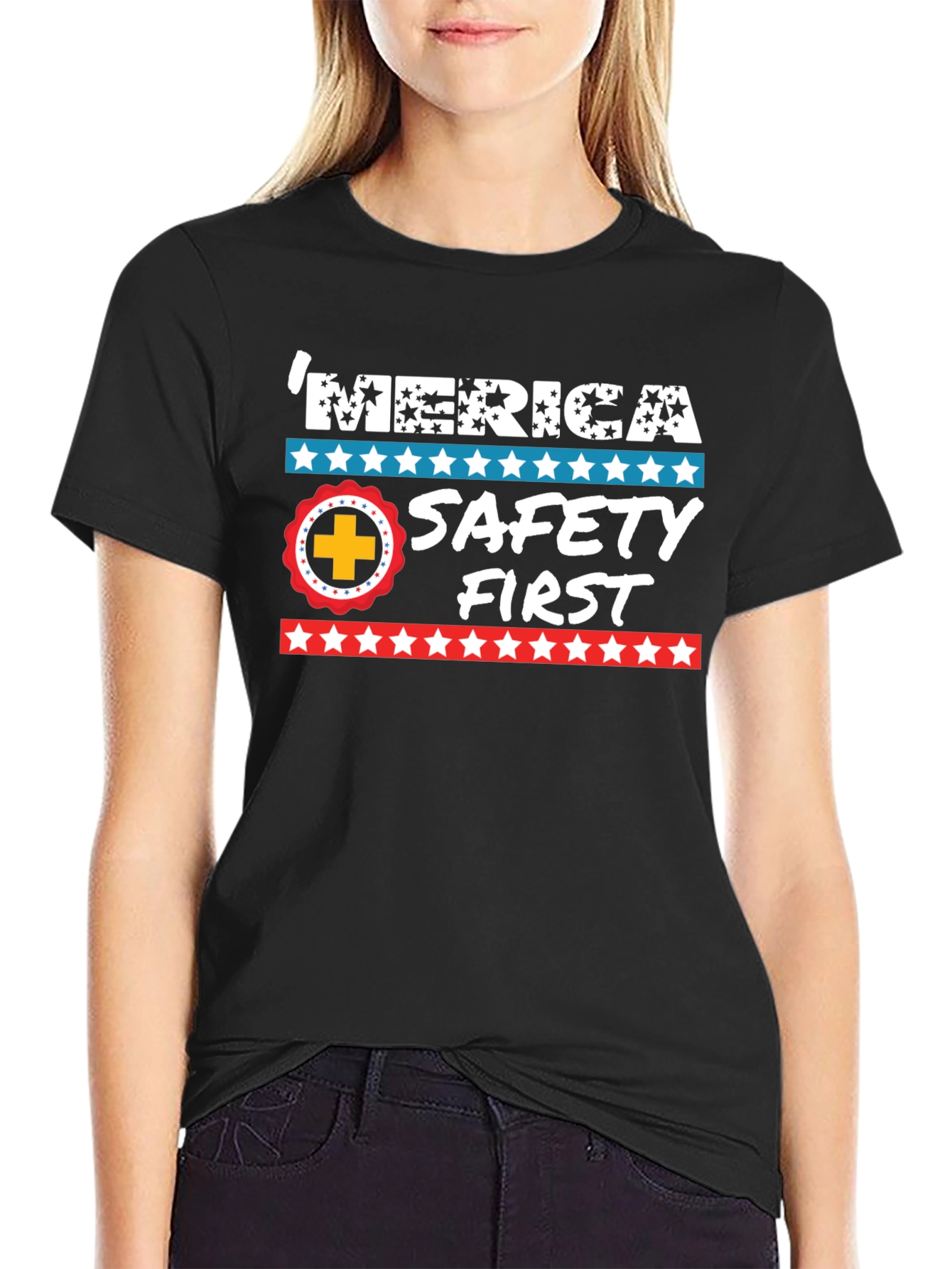Patriotic Safety First Graphic T-Shirt