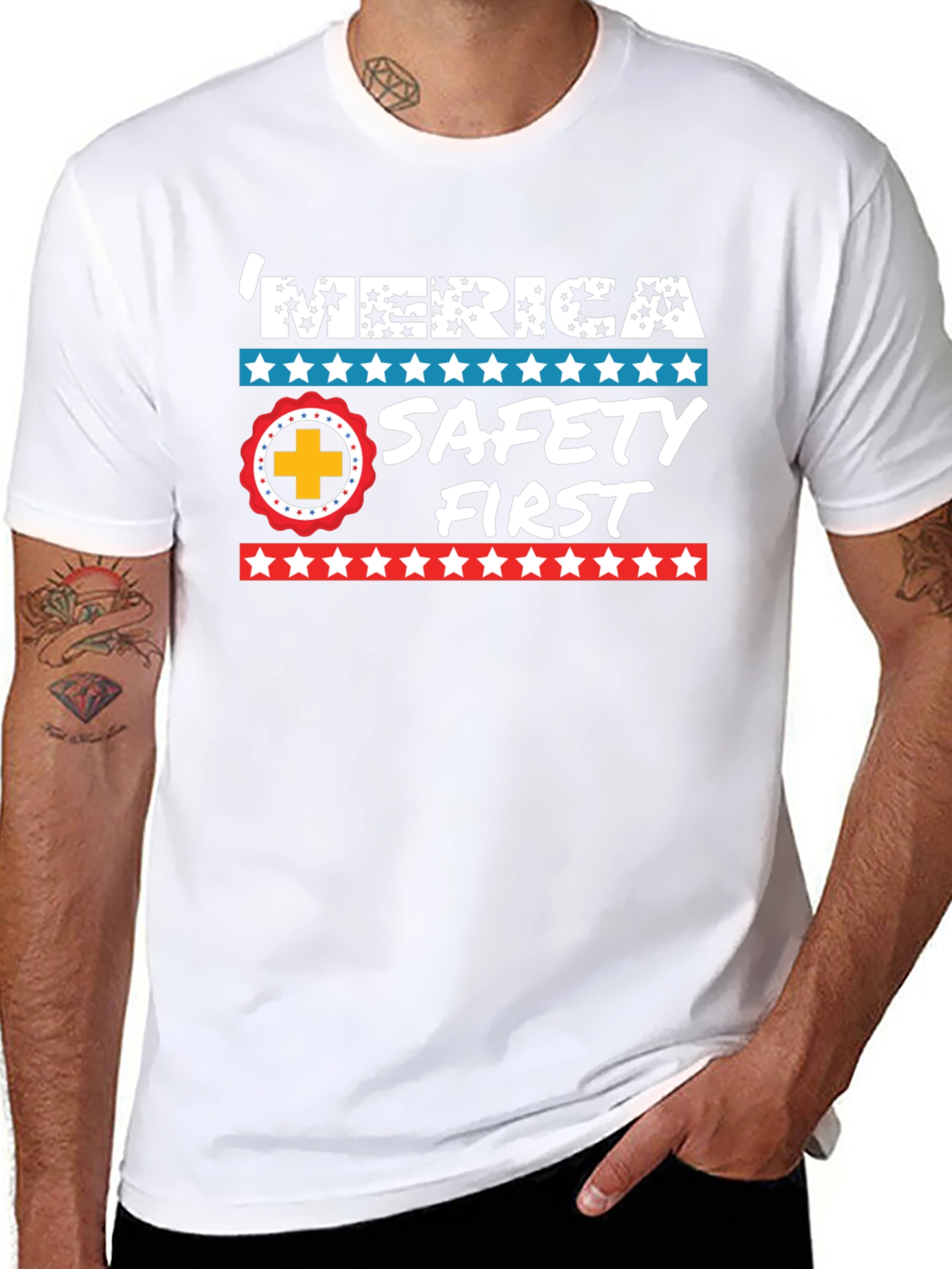 Patriotic Safety First Graphic T-Shirt