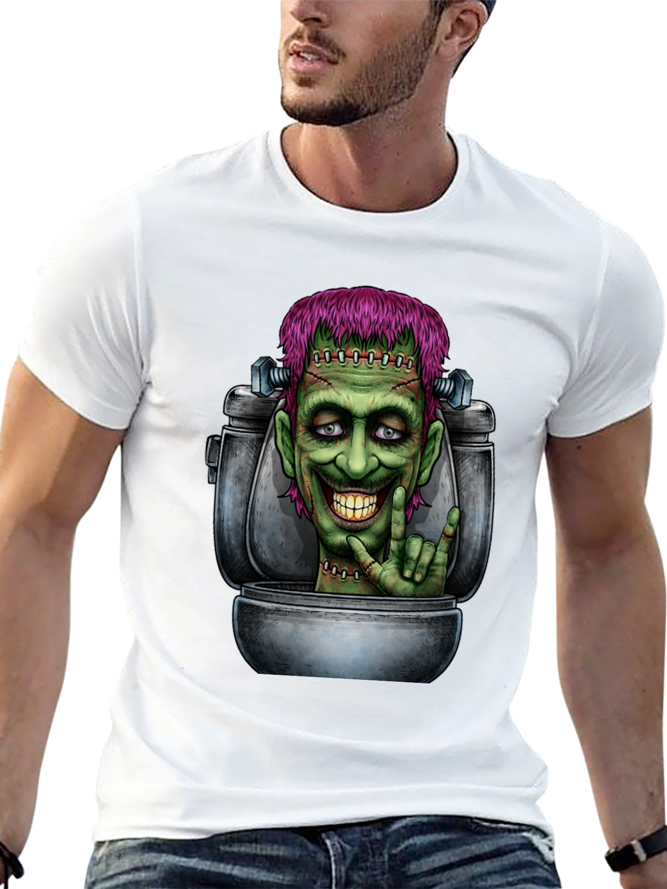 Frankensteins Monster Toilet Humor Graphic Tee