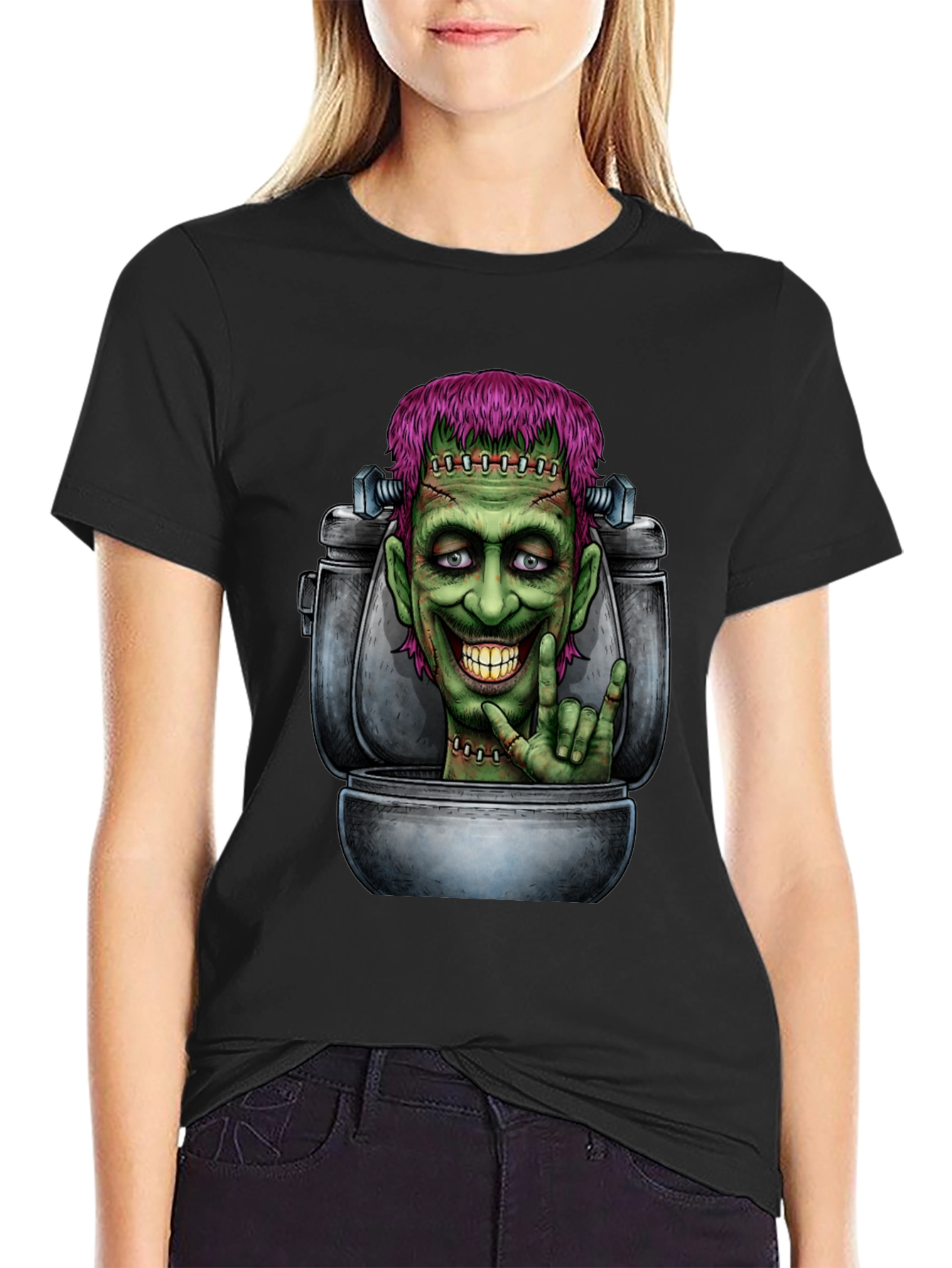 Frankensteins Monster Toilet Humor Graphic Tee