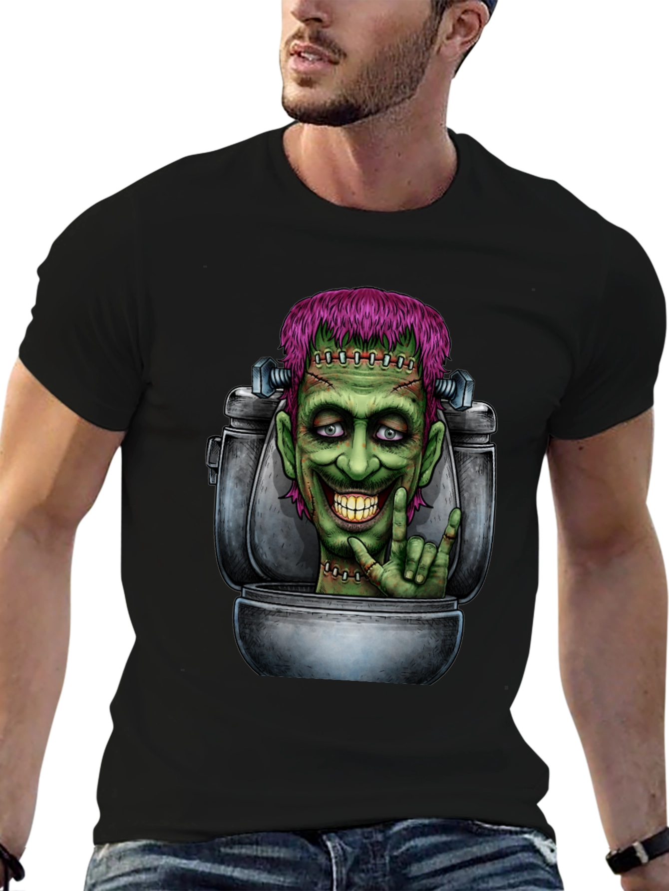 Frankensteins Monster Toilet Humor Graphic Tee