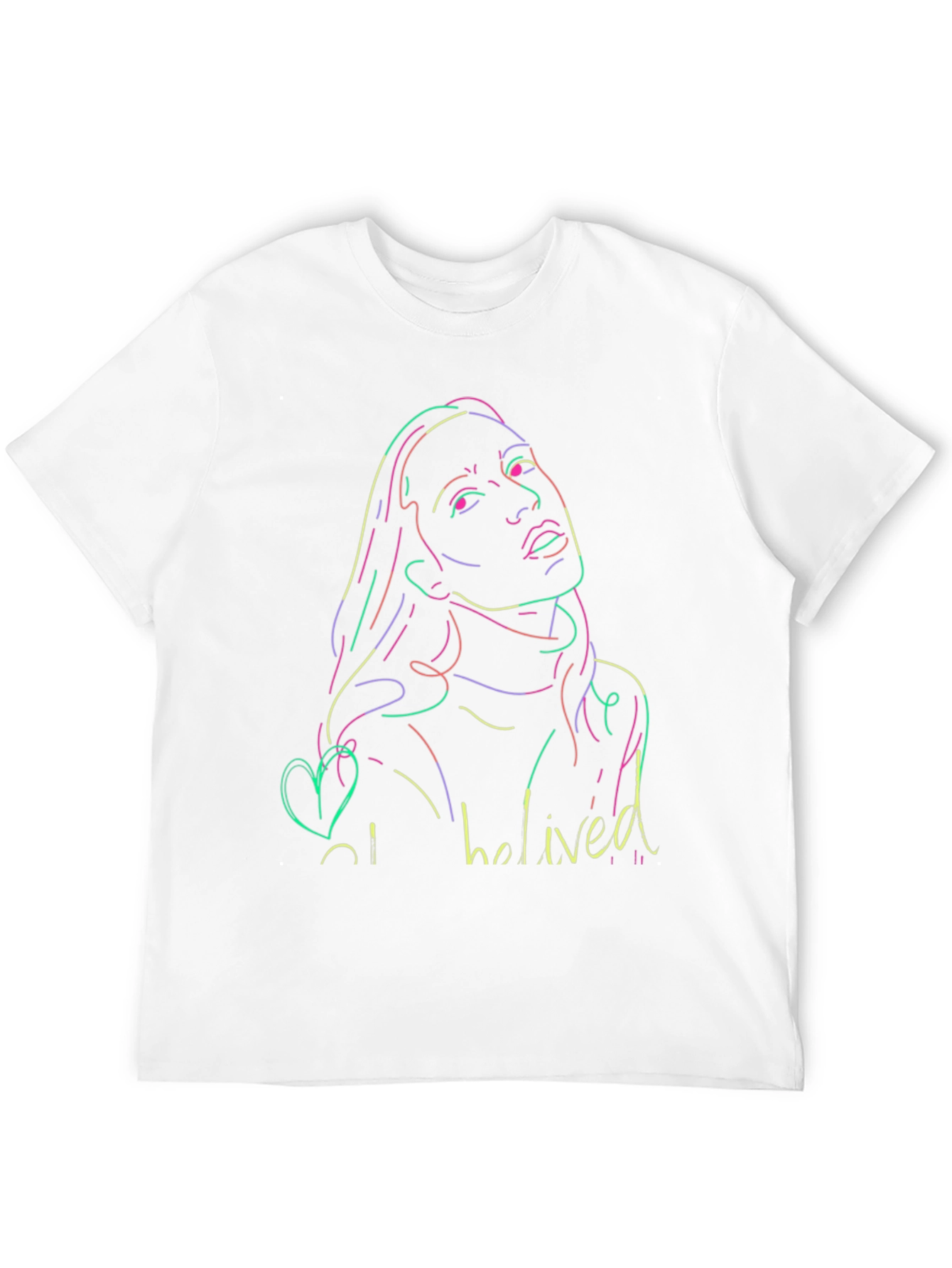 Neon Portrait Black T-Shirt - Casual Style