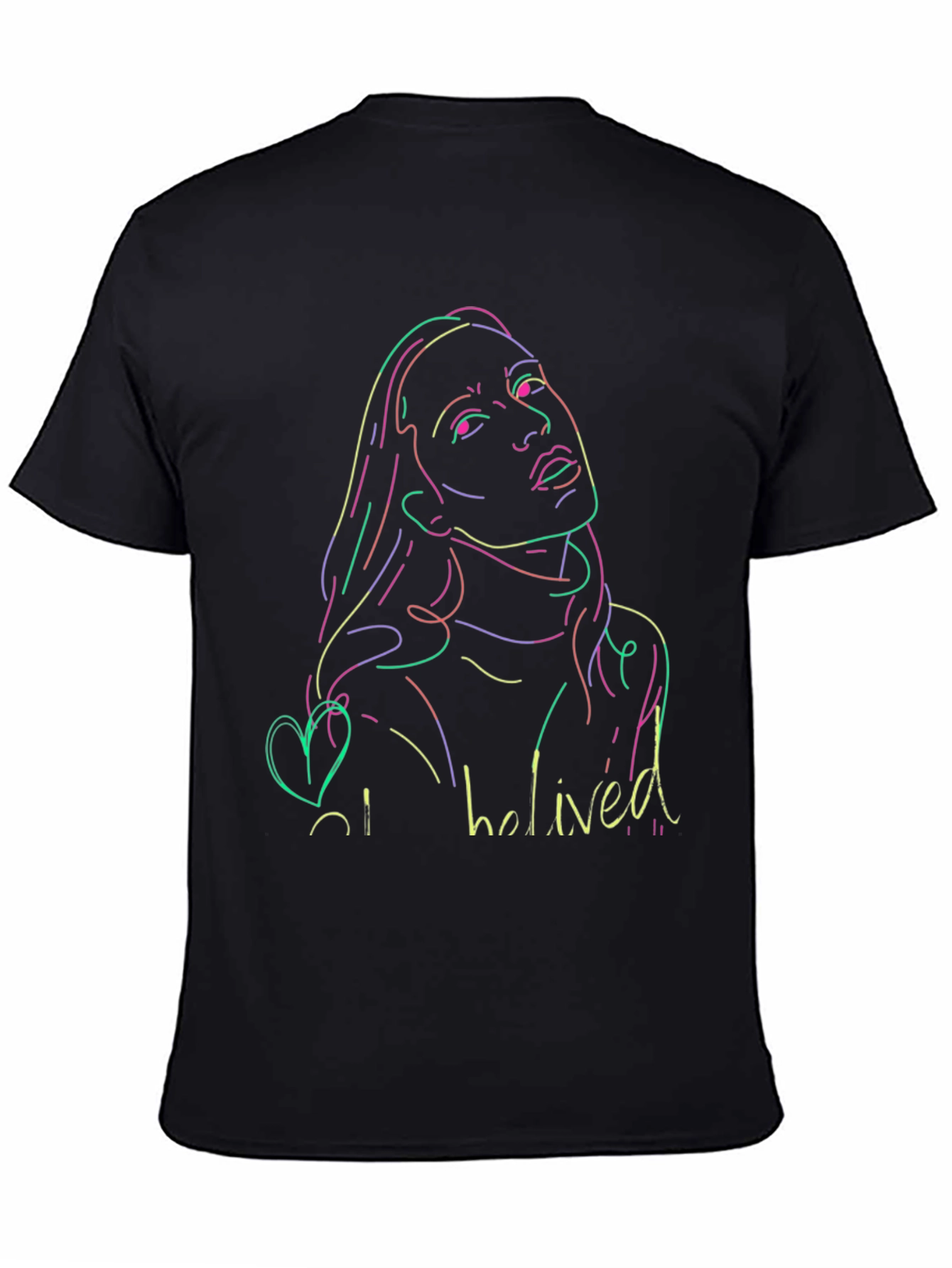Neon Portrait Black T-Shirt - Casual Style