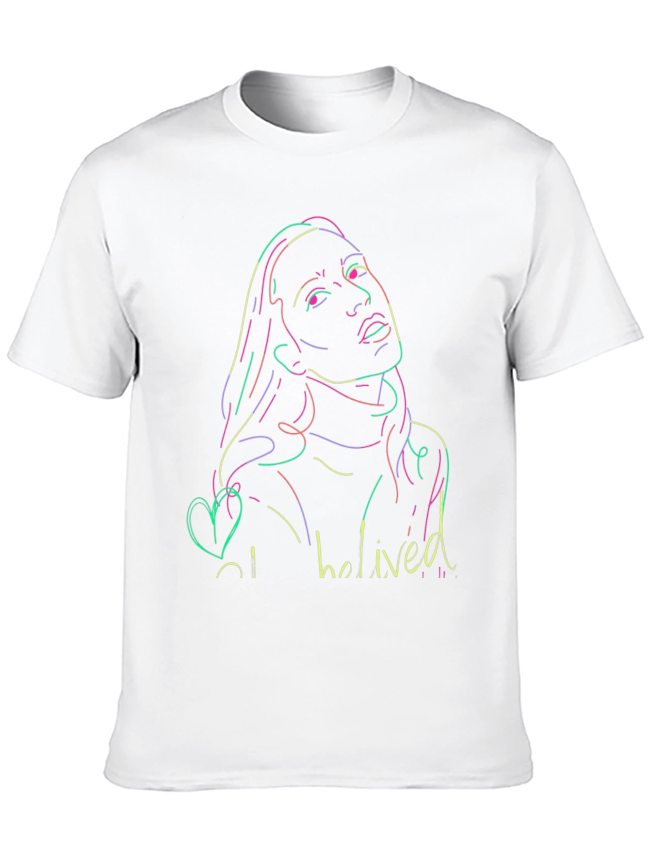 Neon Portrait Black T-Shirt - Casual Style