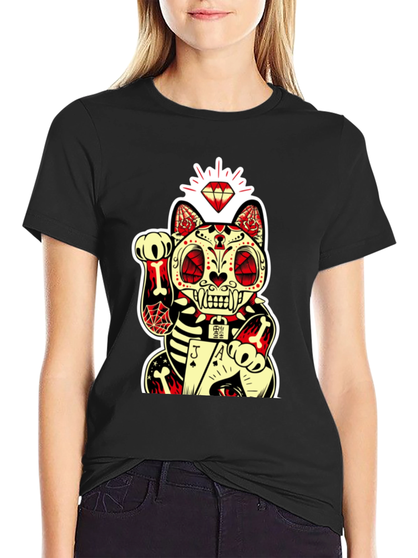 Lucky Cat Dia de los Muertos Graphic Tee