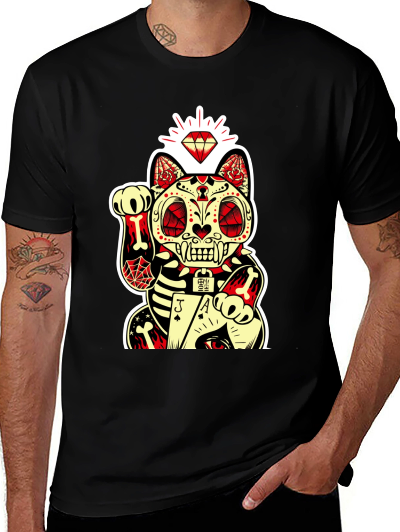 Lucky Cat Dia de los Muertos Graphic Tee