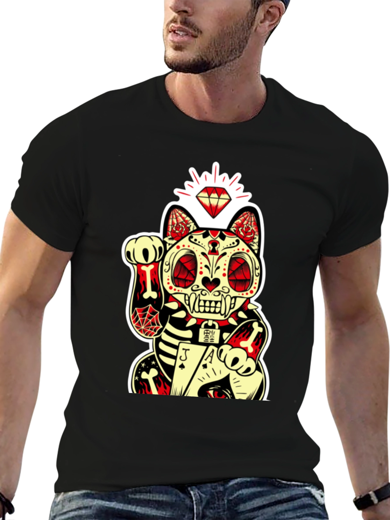 Lucky Cat Dia de los Muertos Graphic Tee