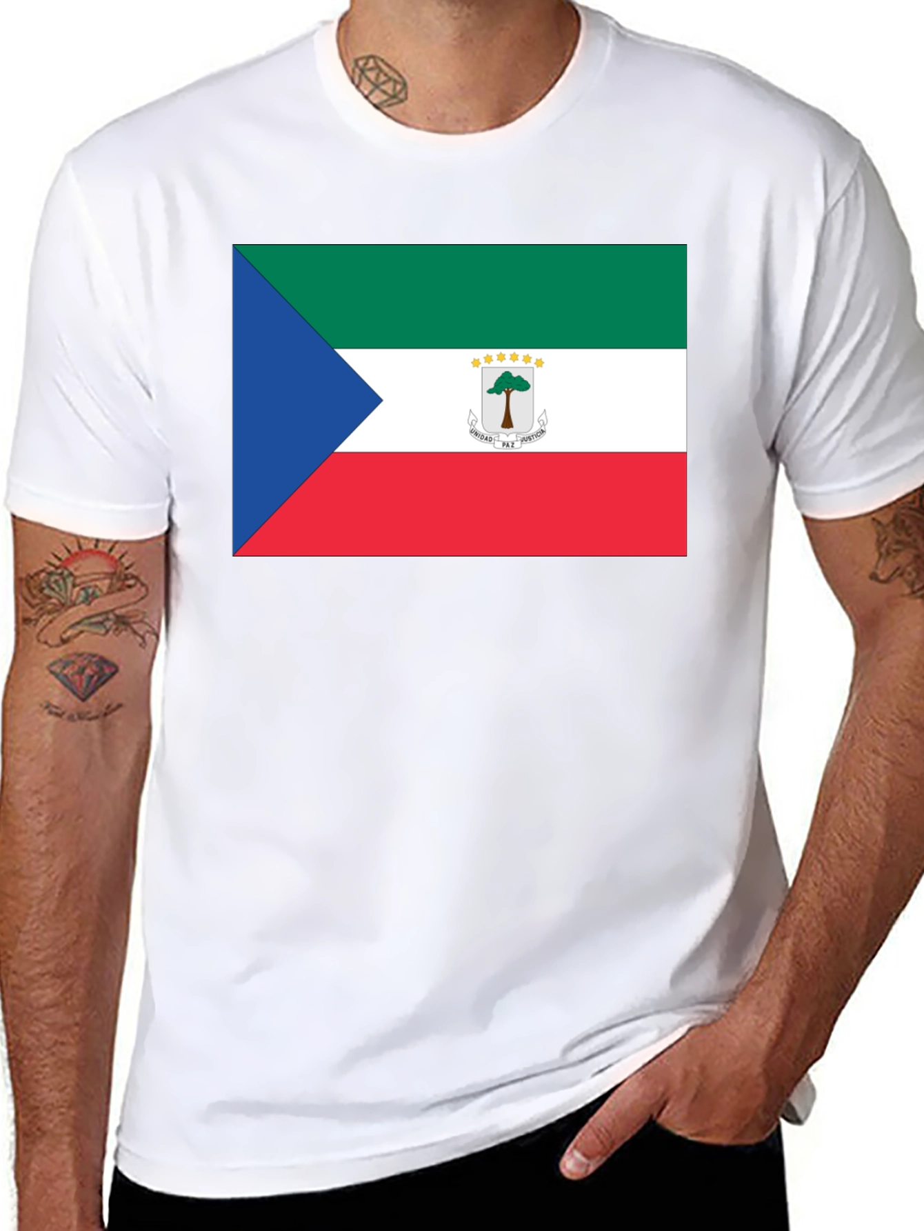 Equatorial Guinea Flag Black T-Shirt