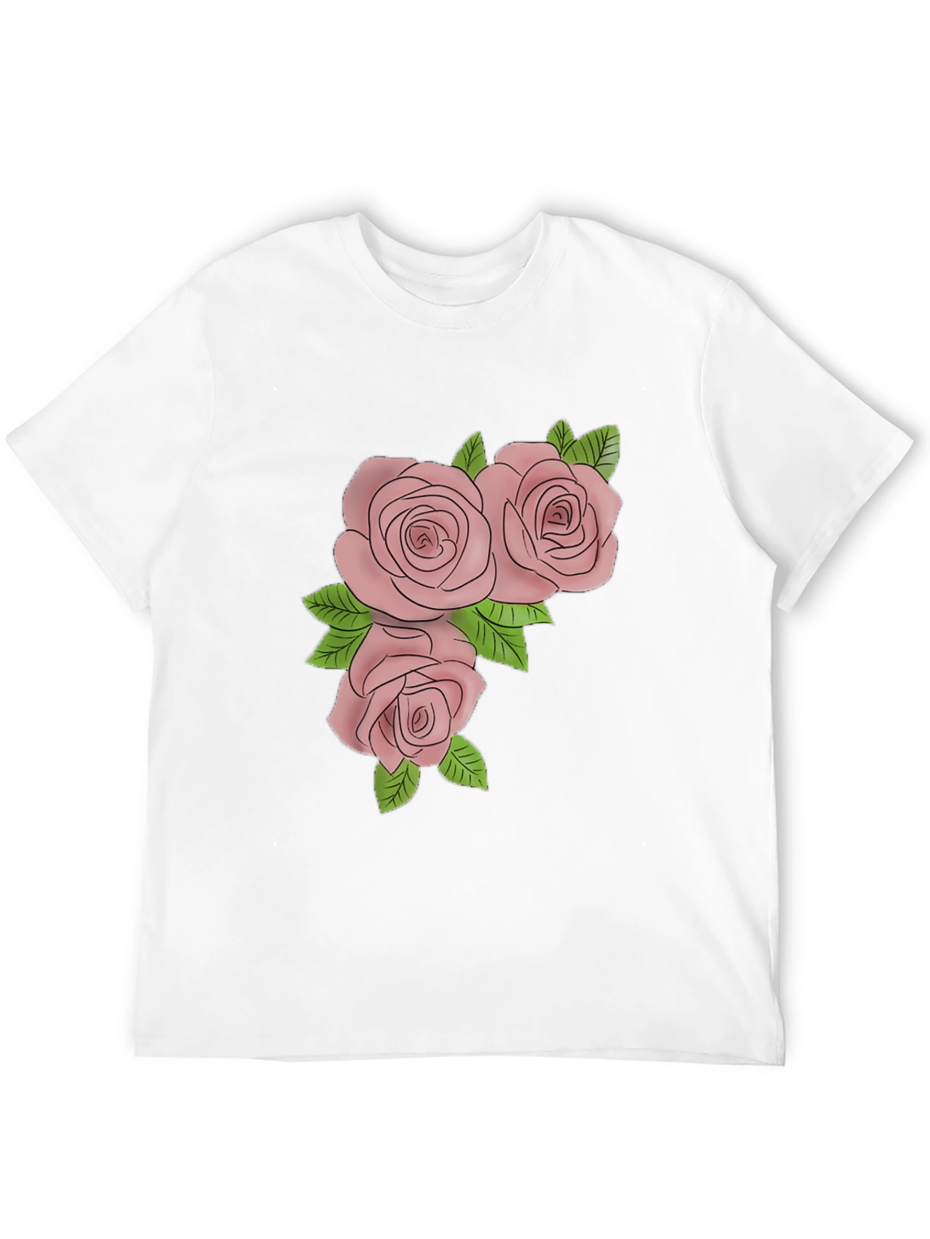 Mens Black T-Shirt with Rose Graphic
