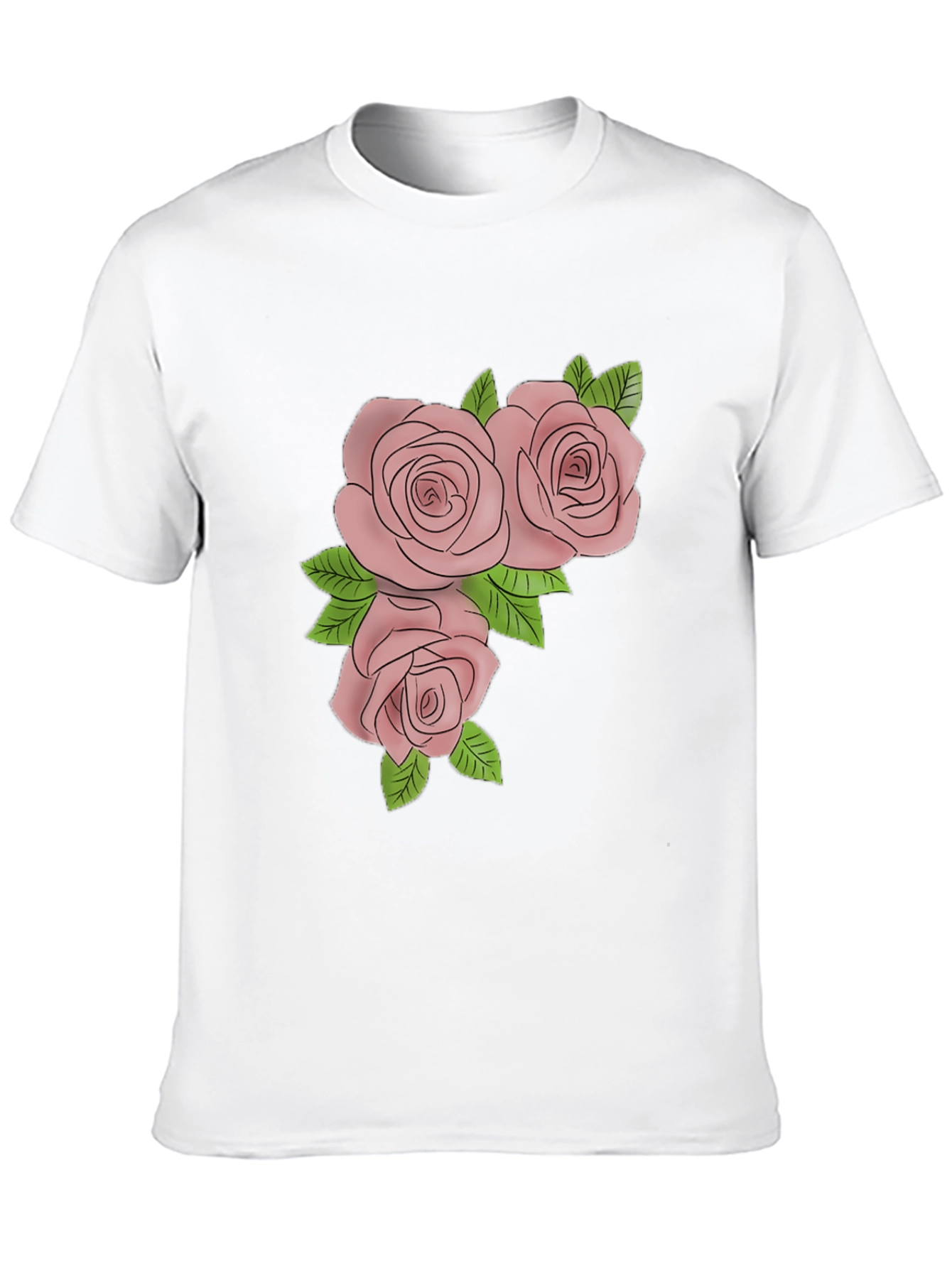 Mens Black T-Shirt with Rose Graphic