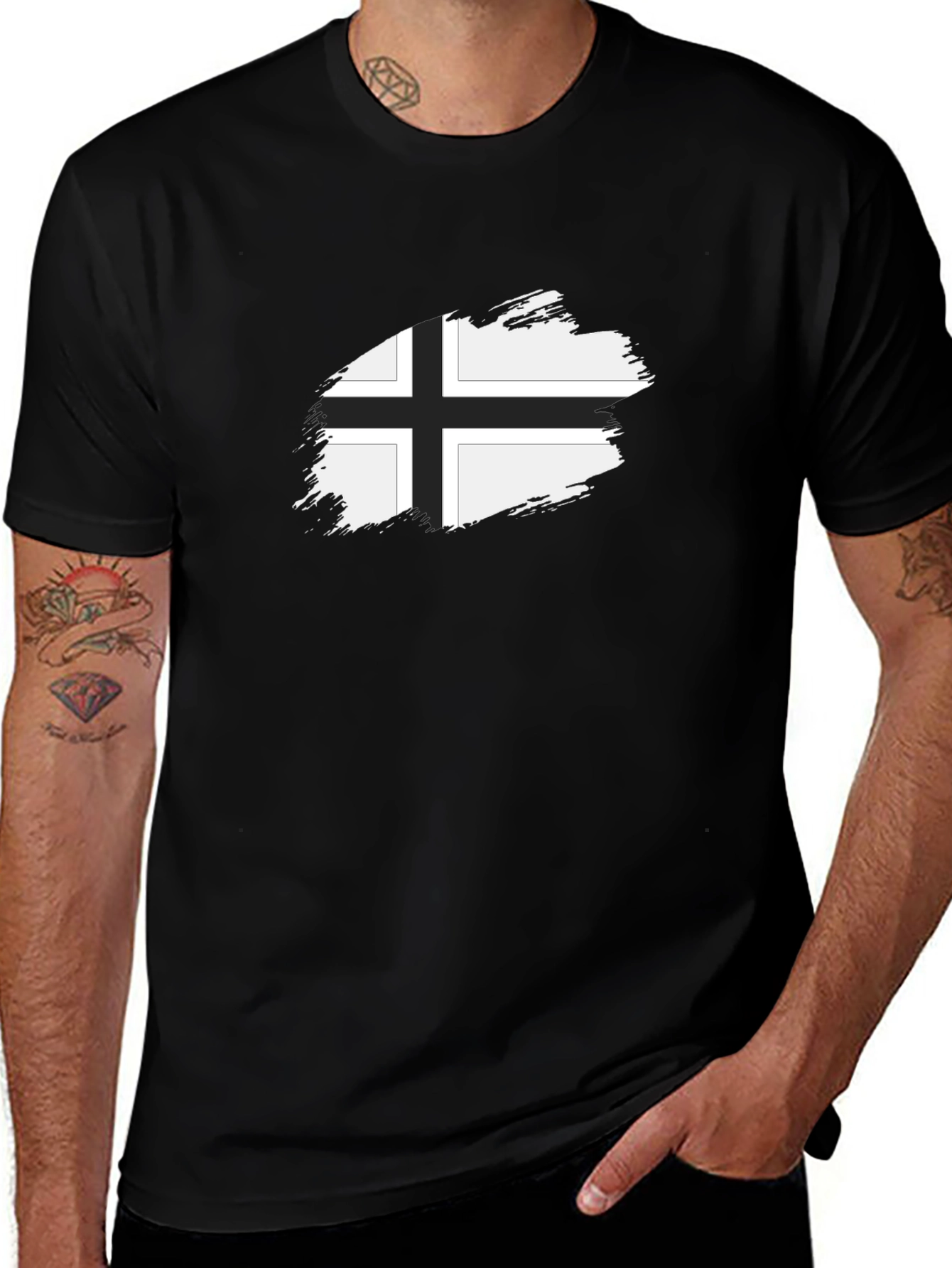 Nordic Cross Graphic Tee - Black Casual Shirt