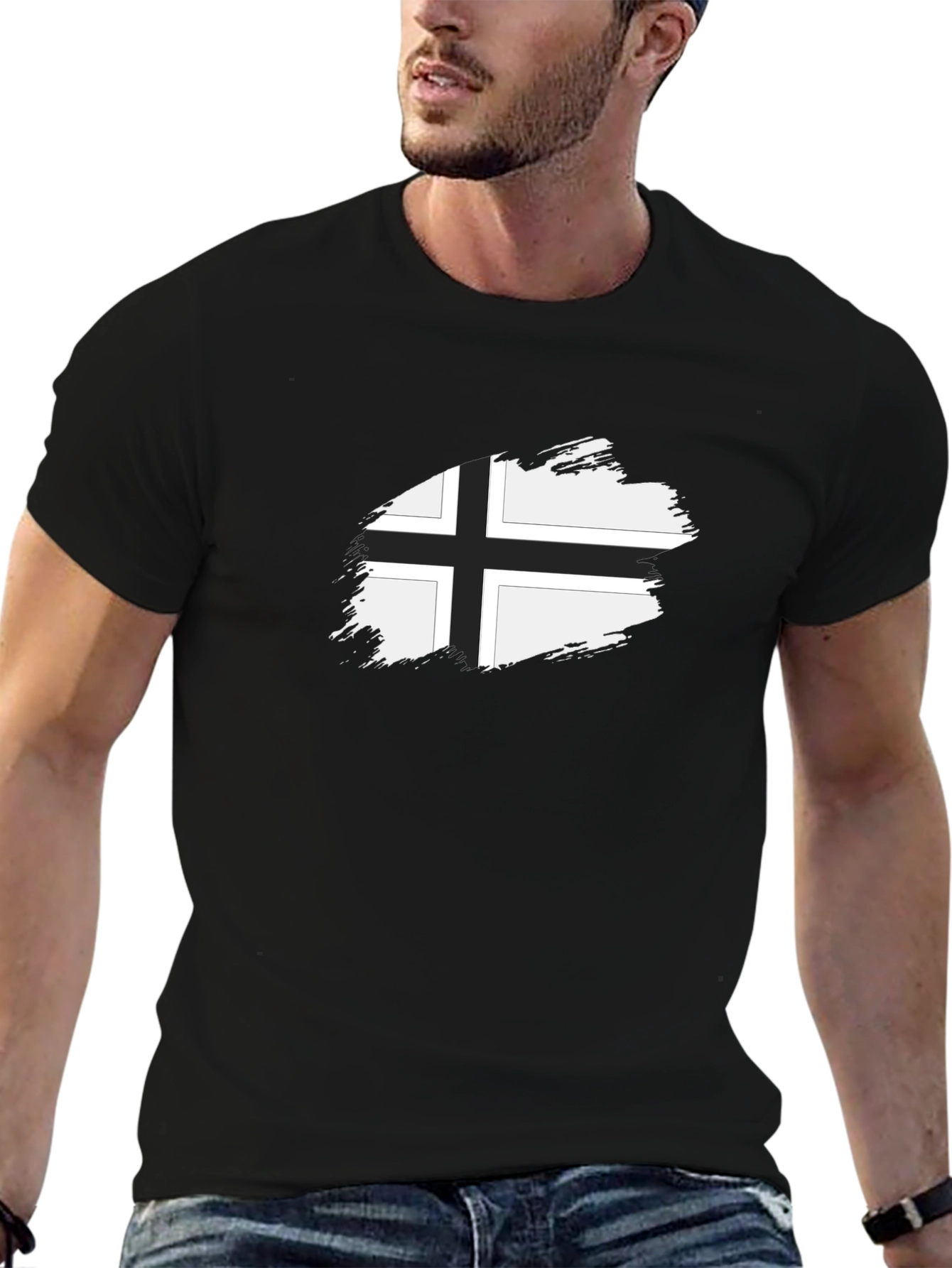 Nordic Cross Graphic Tee - Black Casual Shirt