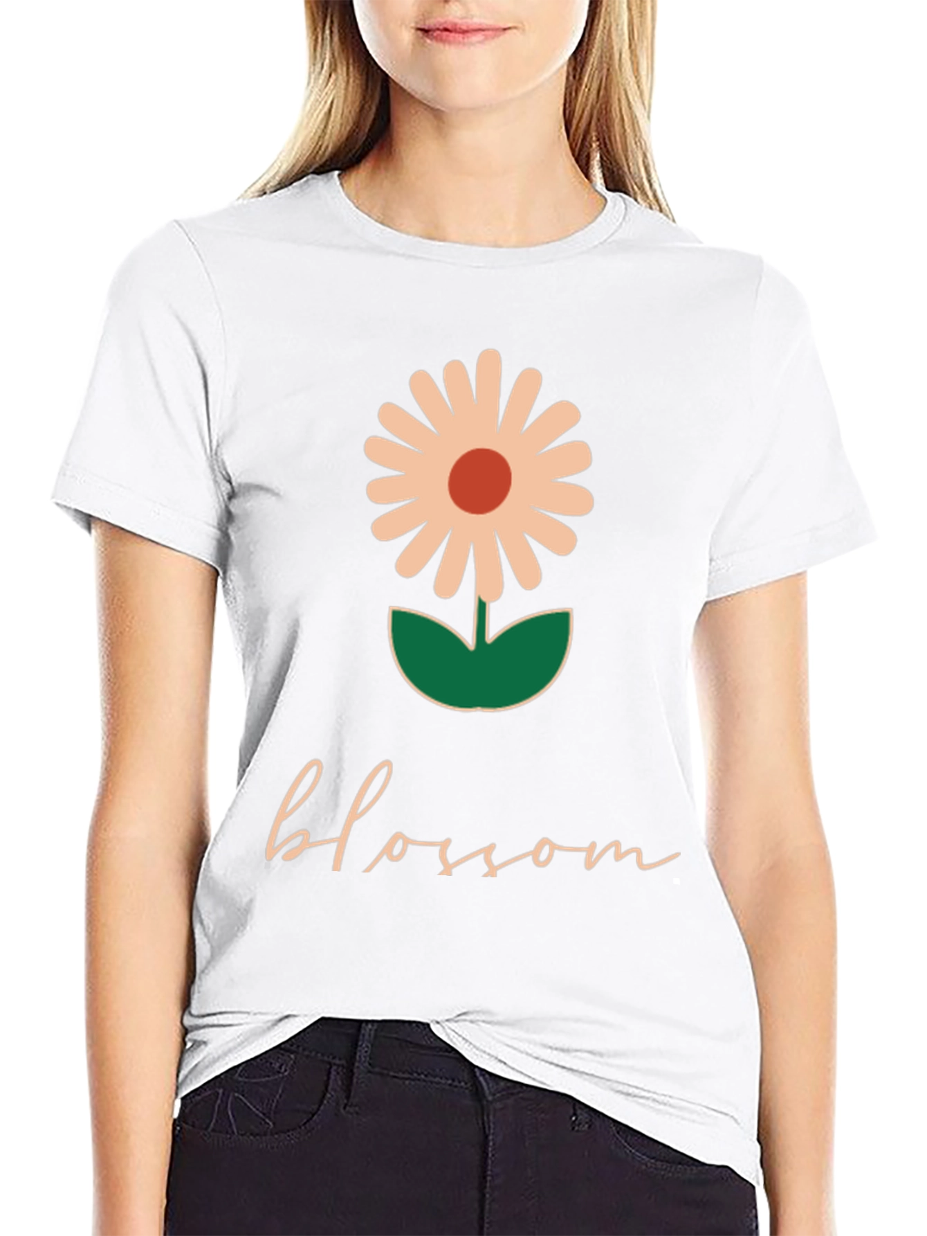 Blossom Graphic Tee - Black Casual T-Shirt