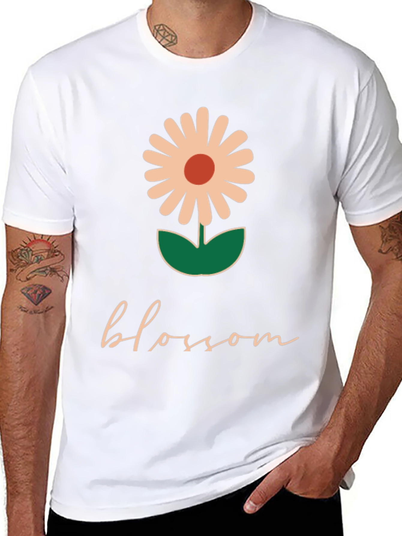 Blossom Graphic Tee - Black Casual T-Shirt
