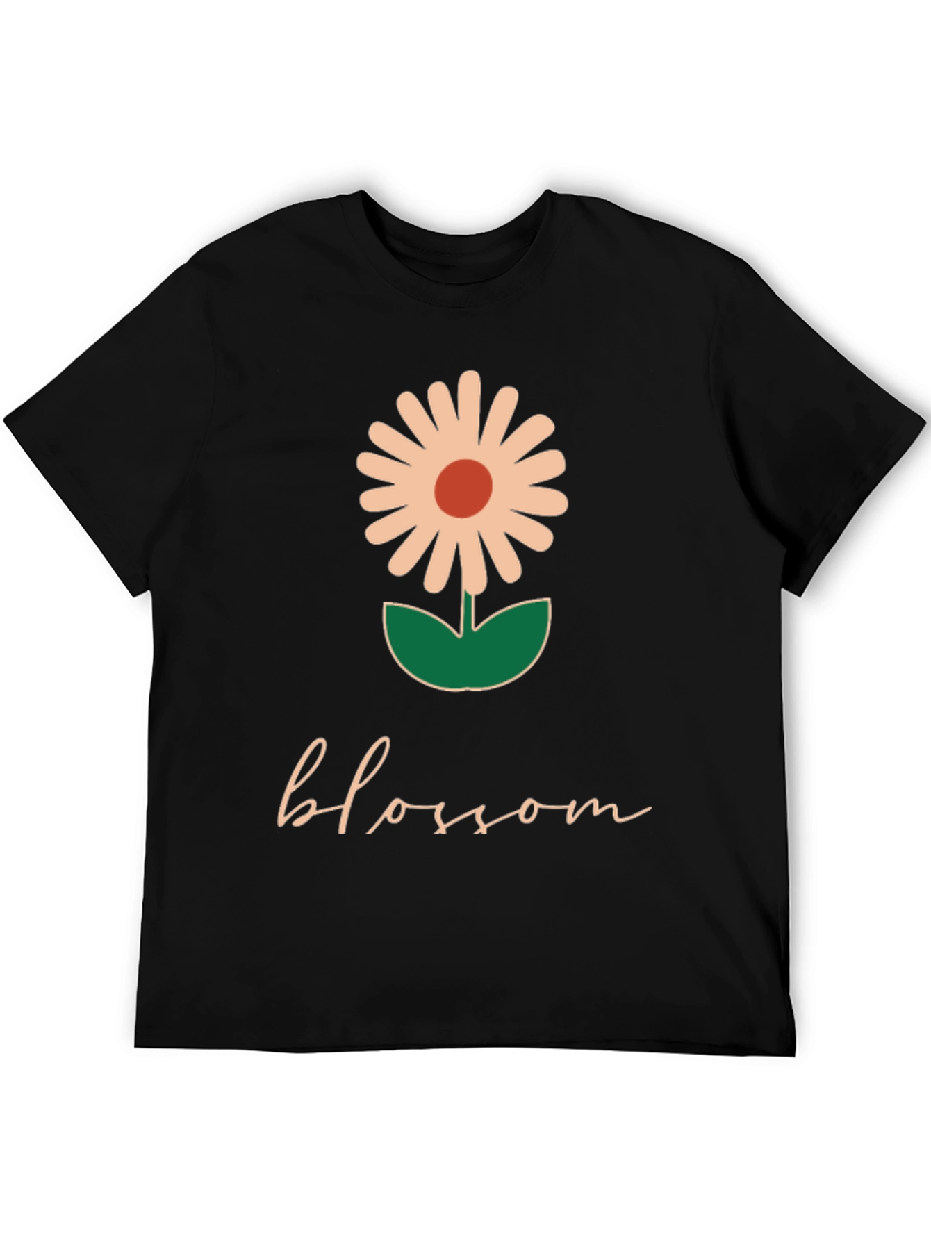 Blossom Graphic Tee - Black Casual T-Shirt