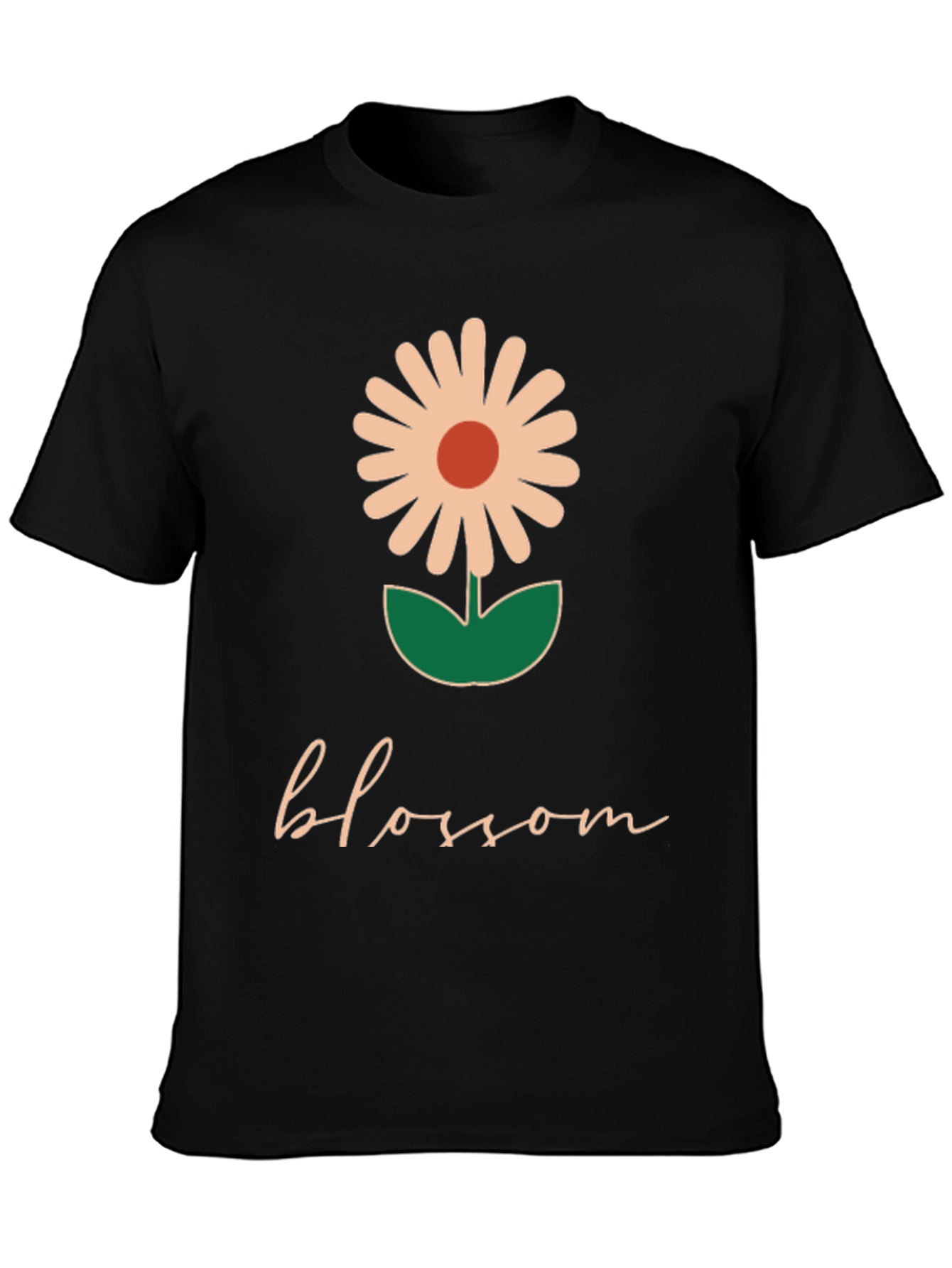 Blossom Graphic Tee - Black Casual T-Shirt