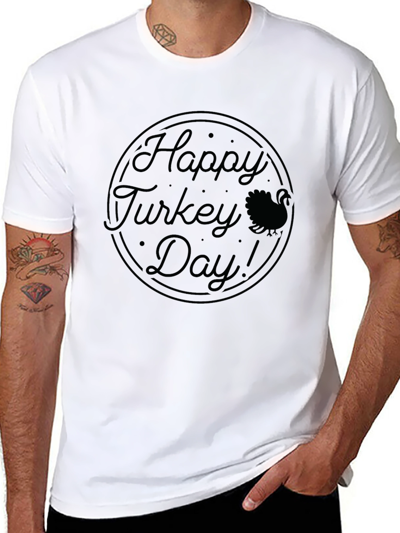 Happy Turkey Day Graphic Tee - Thanksgiving Shirt