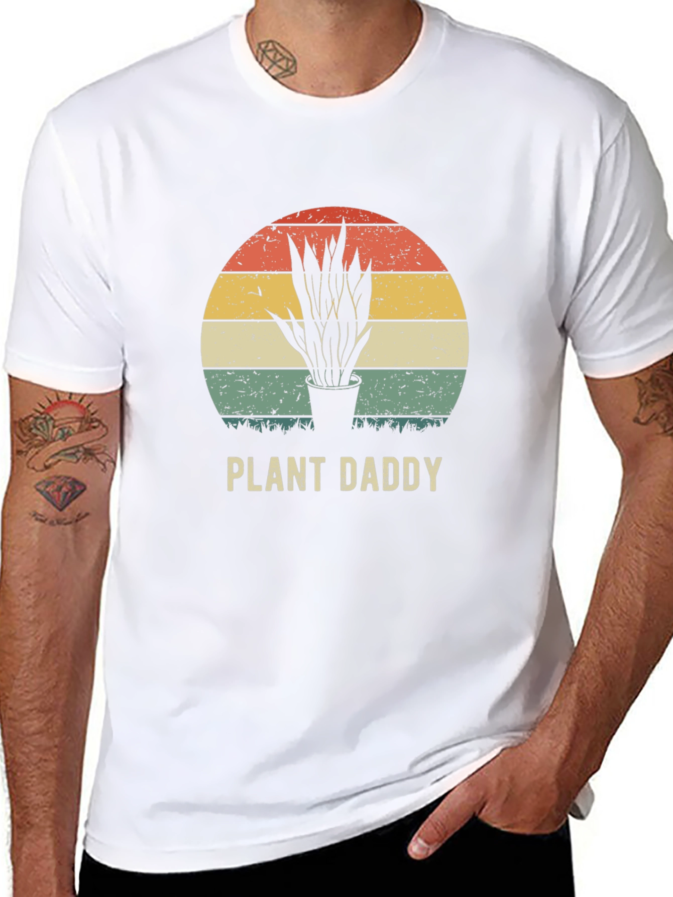 Plant Daddy Graphic Tee - Retro Sunset Design