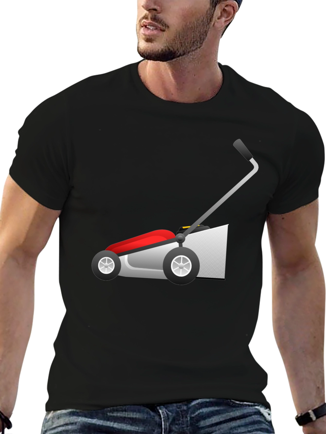 Lawn Mower Graphic Tee - Black Cotton Blend Shirt
