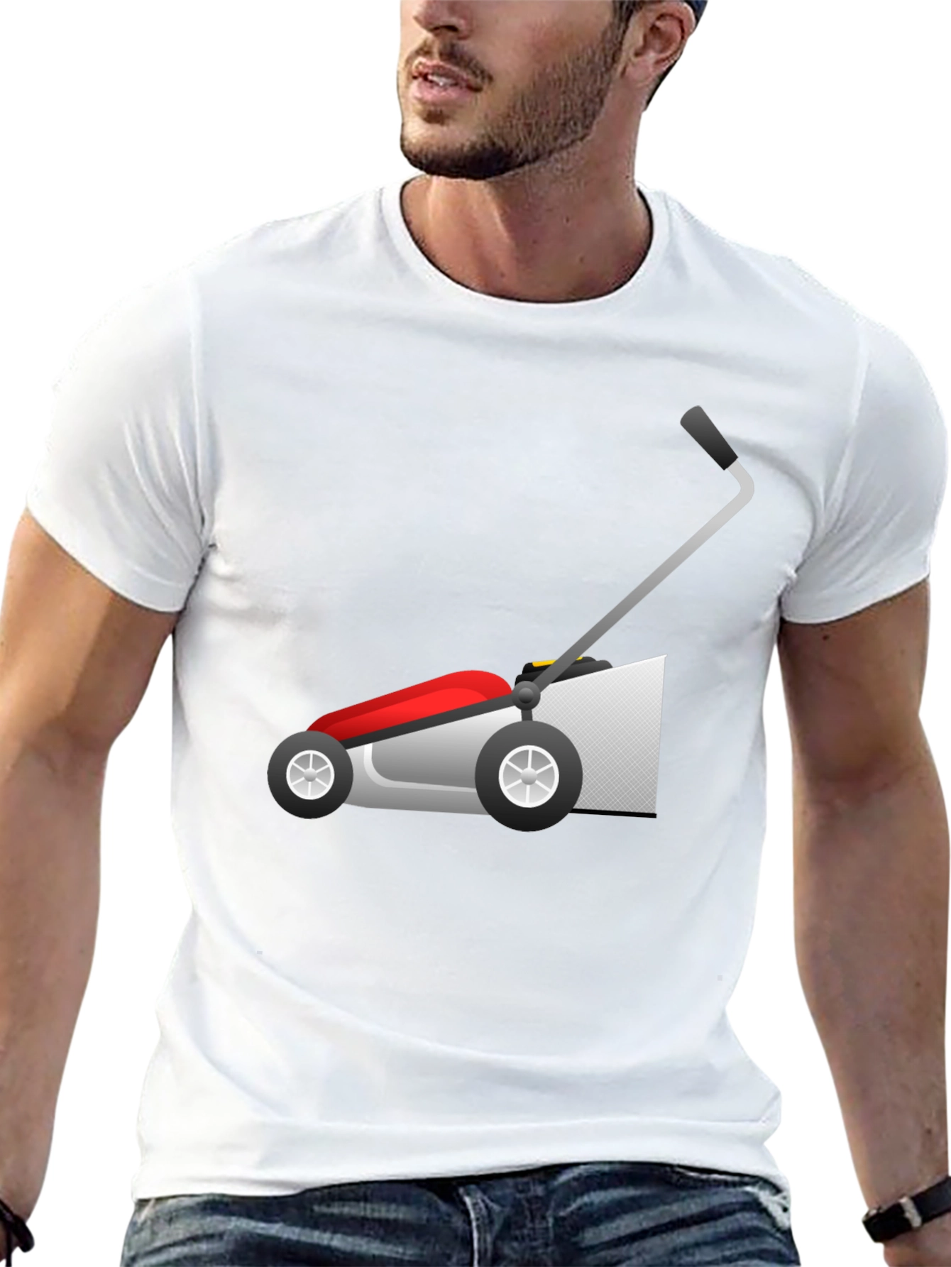 Lawn Mower Graphic Tee - Black Cotton Blend Shirt