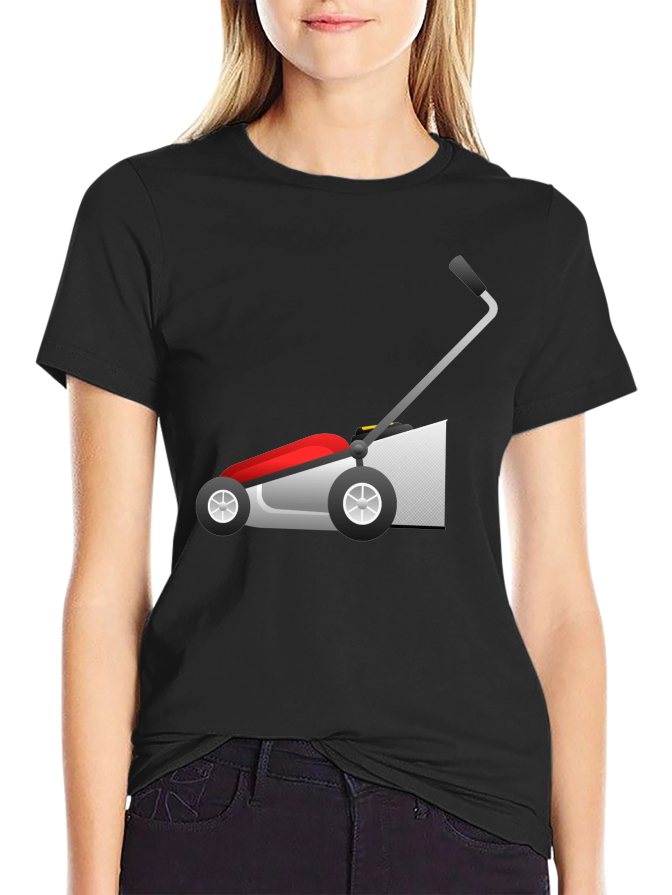 Lawn Mower Graphic Tee - Black Cotton Blend Shirt