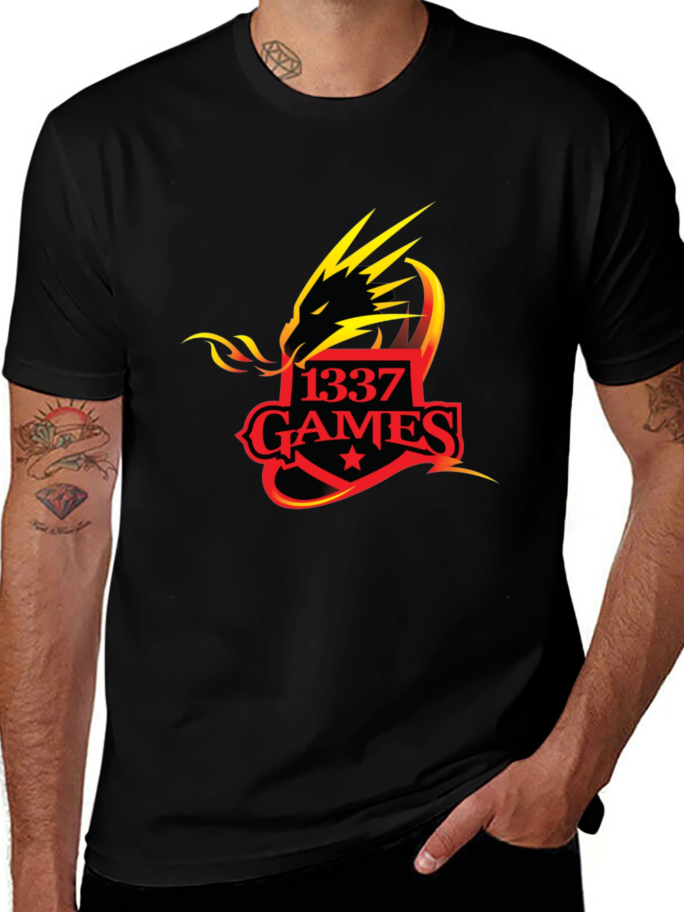 1337 Games Dragon T-Shirt - Black Graphic Tee