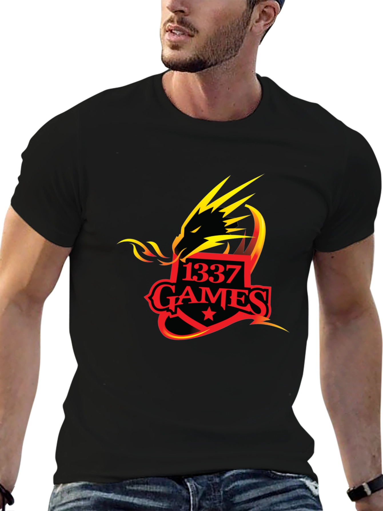 1337 Games Dragon T-Shirt - Black Graphic Tee