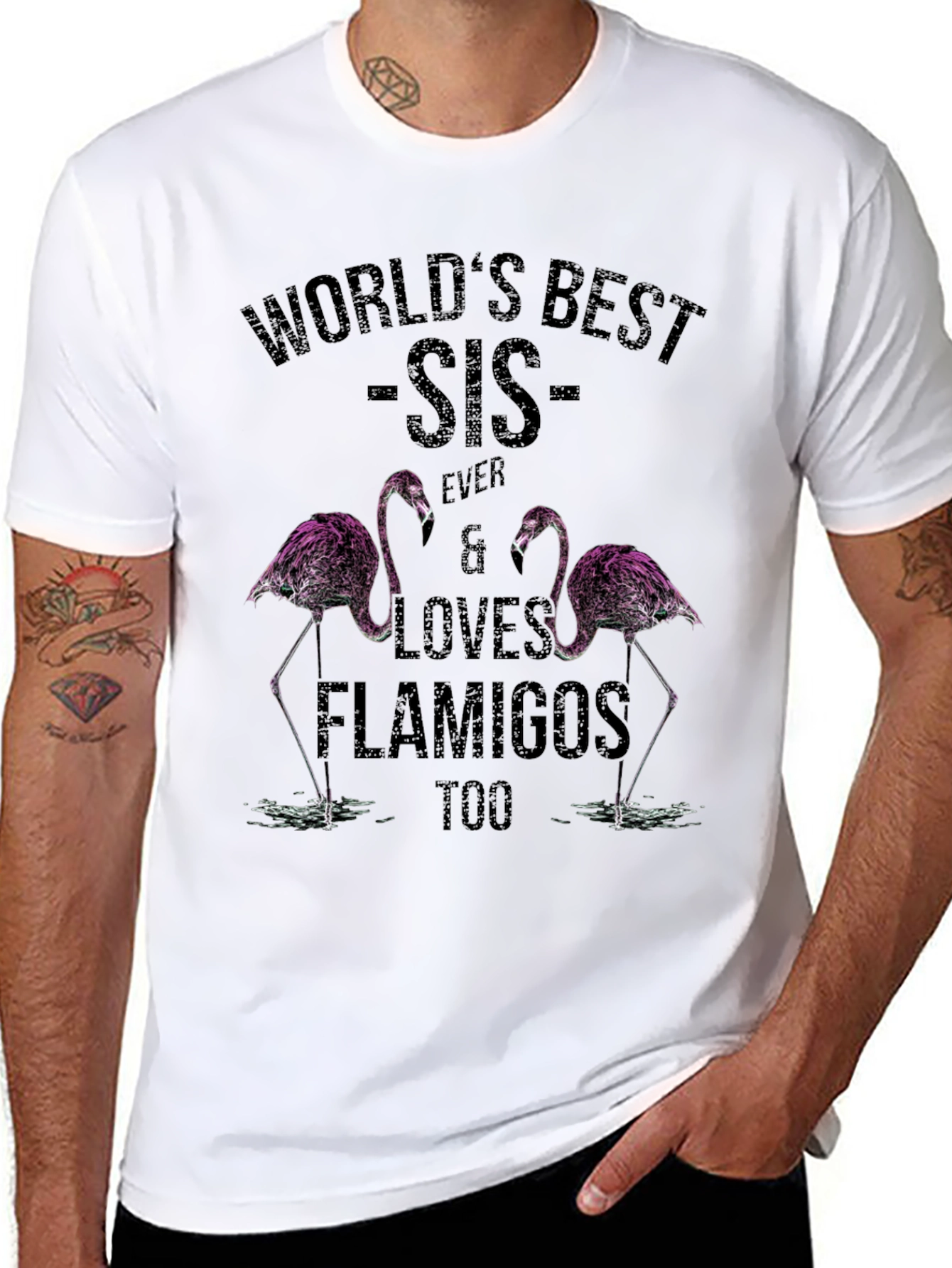 Worlds Best Sis Flamingo T-Shirt