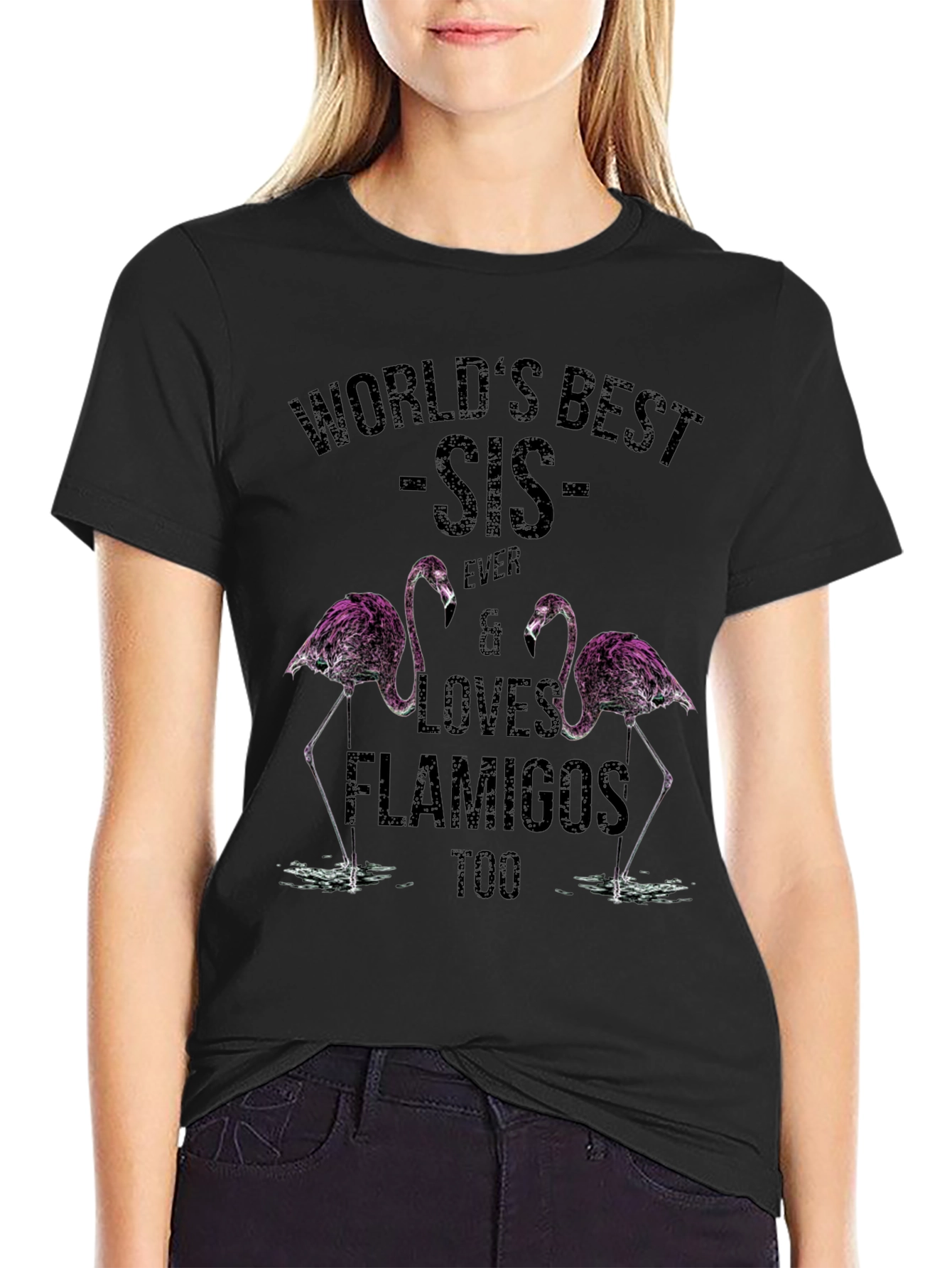 Worlds Best Sis Flamingo T-Shirt
