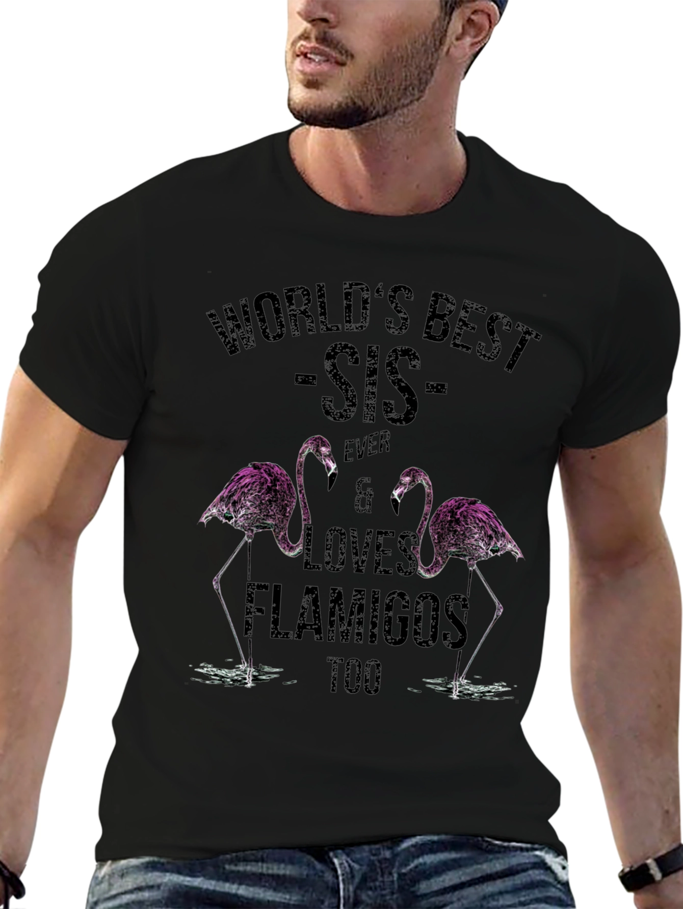 Worlds Best Sis Flamingo T-Shirt