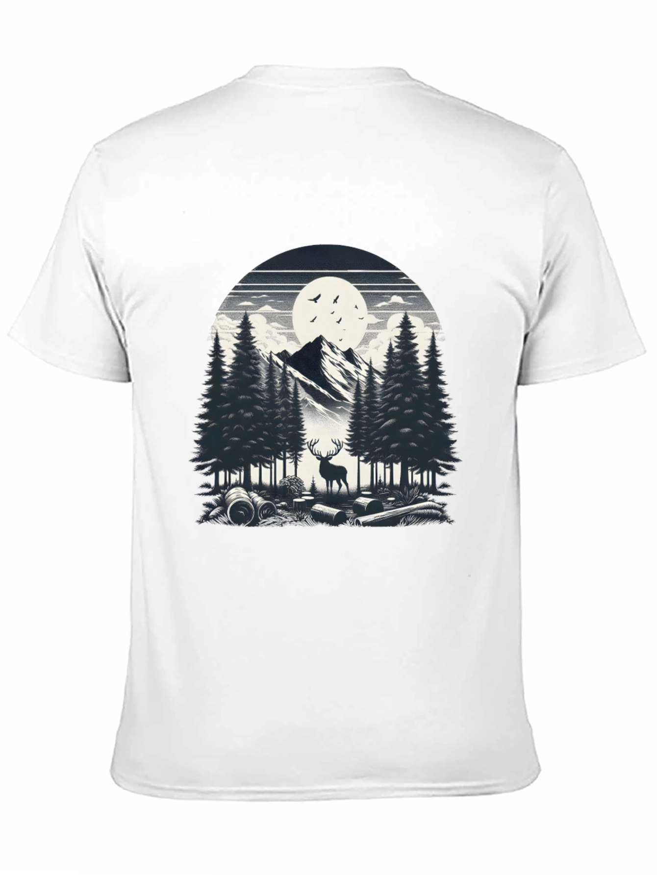 Nature Scene Graphic Tee - Deer & Mountain