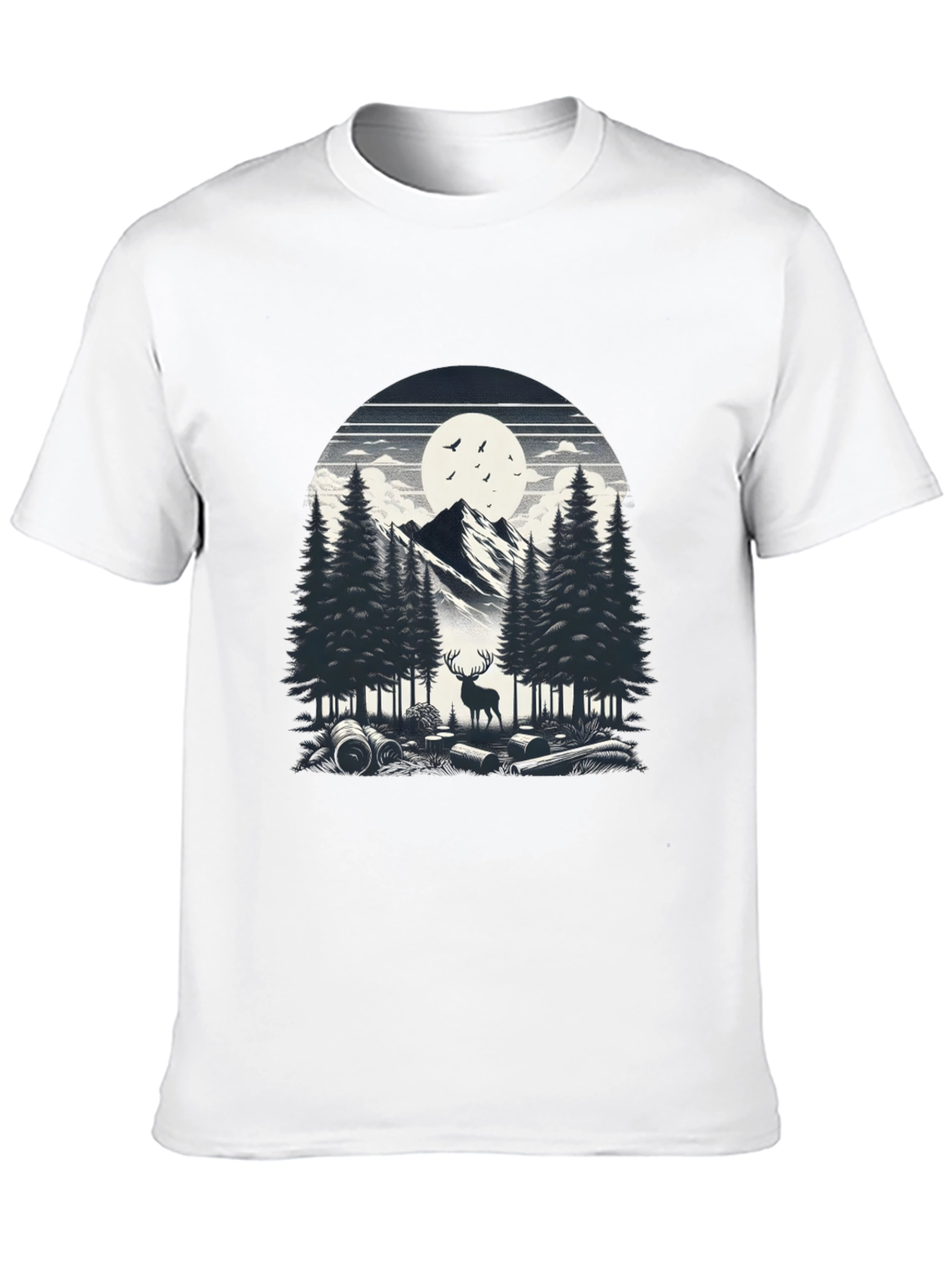 Nature Scene Graphic Tee - Deer & Mountain