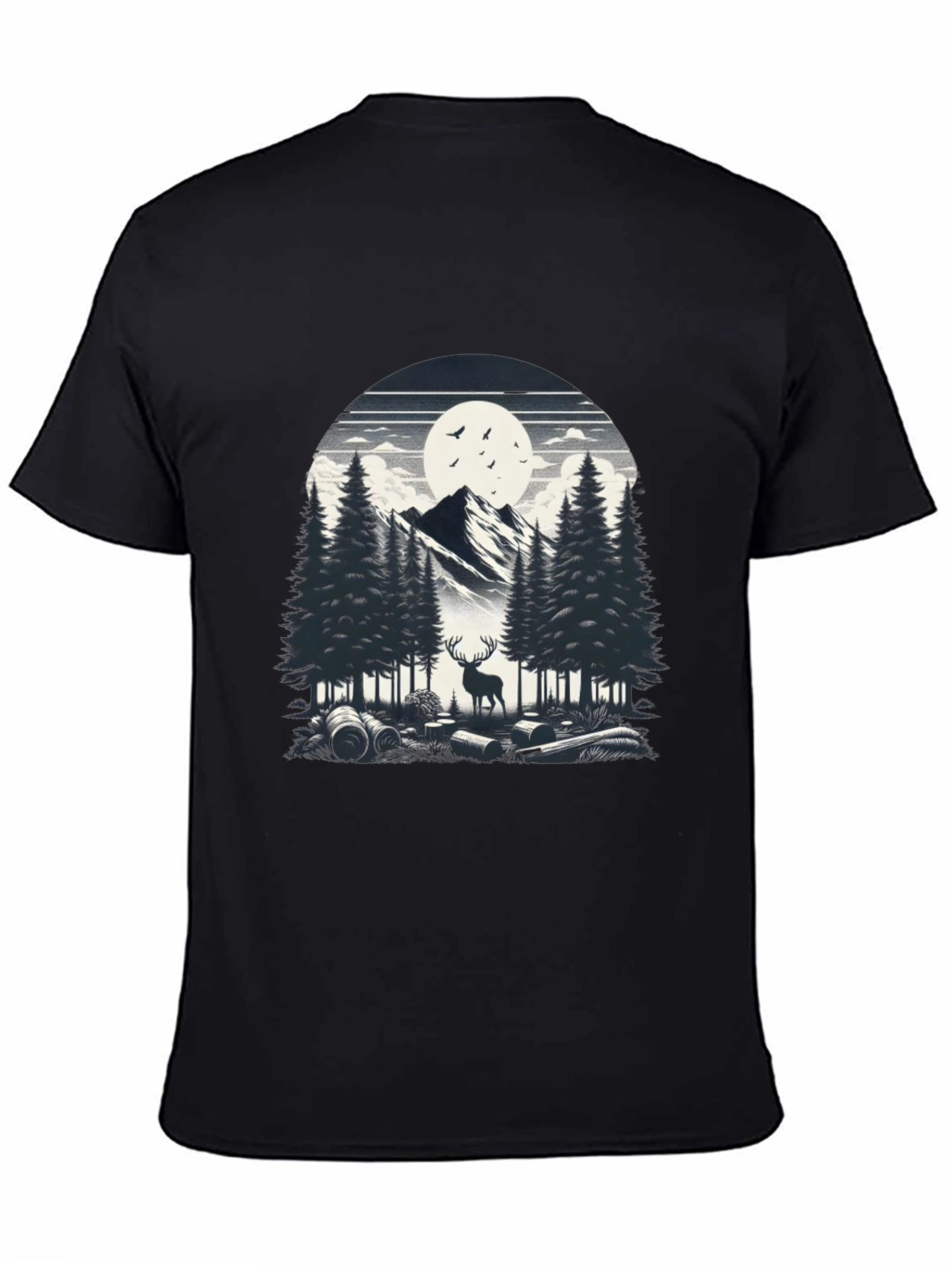 Nature Scene Graphic Tee - Deer & Mountain