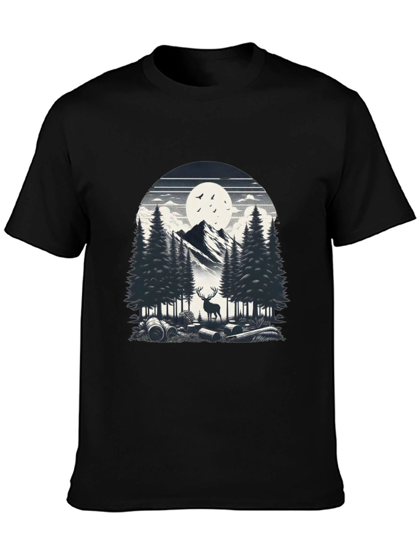 Nature Scene Graphic Tee - Deer & Mountain