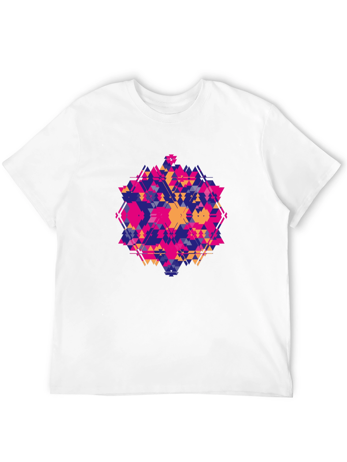 Geometric Triangle Pattern Black T-Shirt