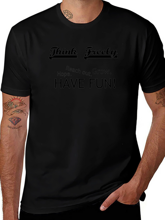Think Freely Graphic Tee - Black Casual T-Shirt