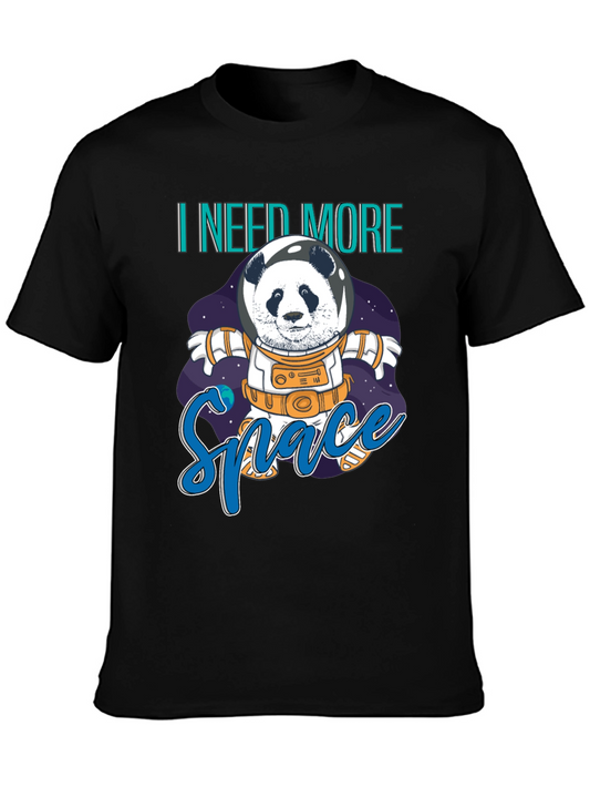 Panda Astronaut I Need More Space Black T-Shirt