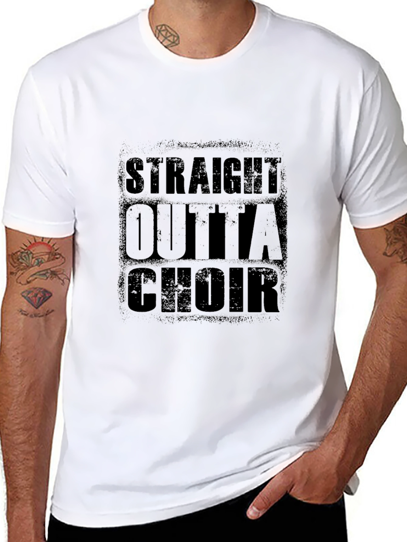 Straight Outta Choir Black Graphic Tee