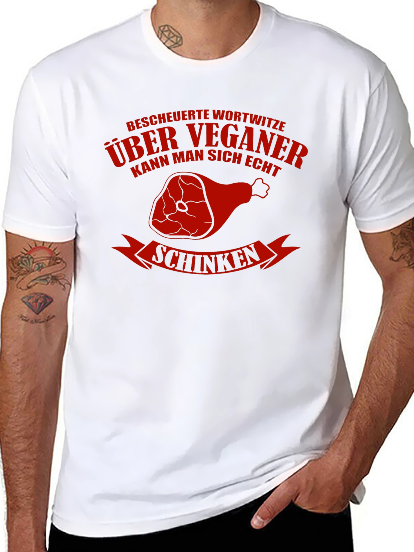 Vegan Humor T-Shirt - Schinken Design