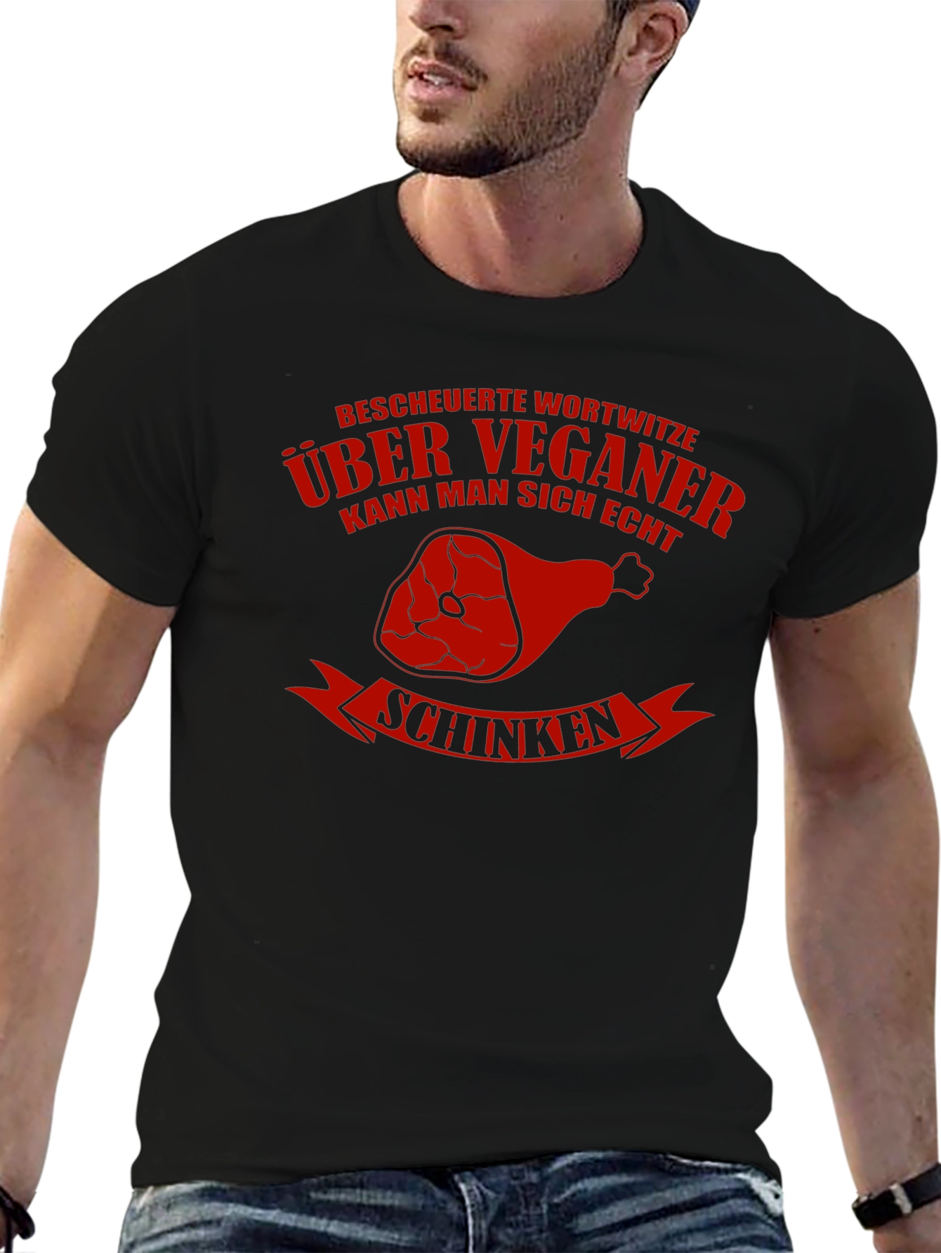 Vegan Humor T-Shirt - Schinken Design