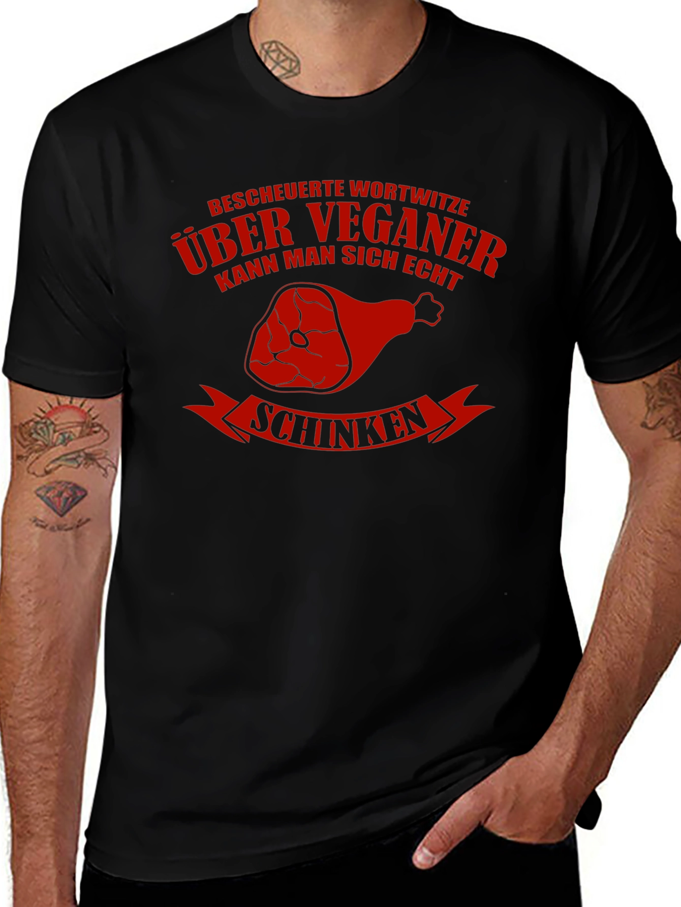 Vegan Humor T-Shirt - Schinken Design