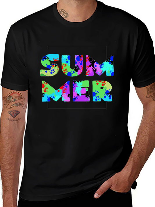 Colorful Summer Graphic Tee - Black