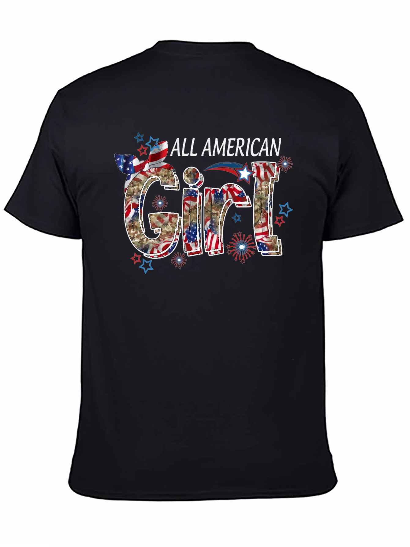 All American Girl Graphic Tee Patriotic USA Flag