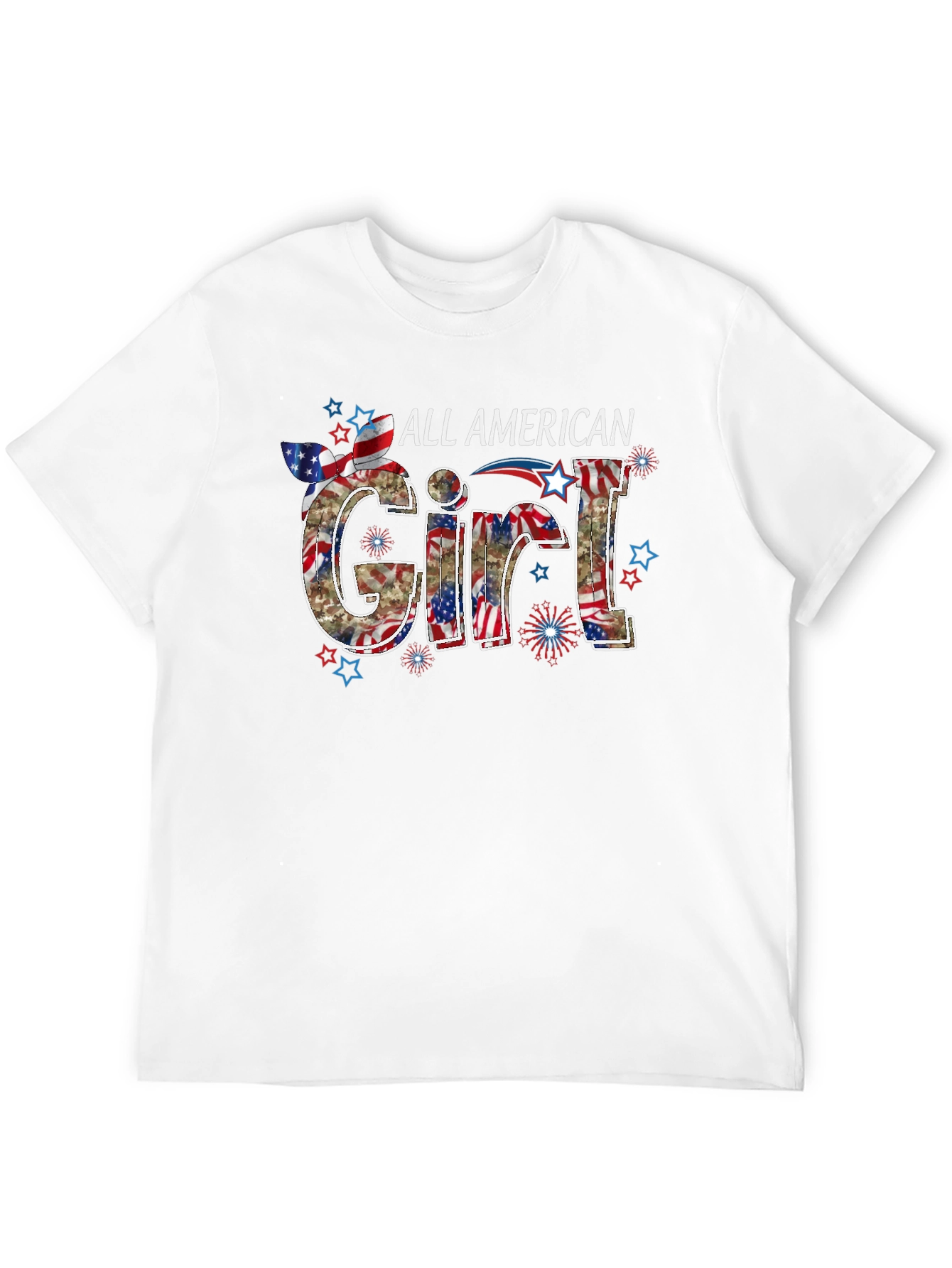 All American Girl Graphic Tee Patriotic USA Flag